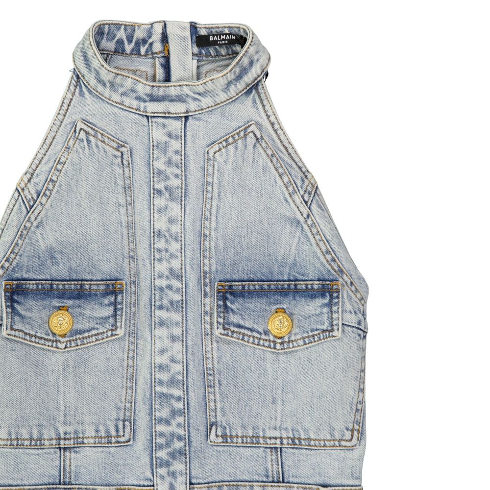 Balmain Blue Cotton Casual Dress-4