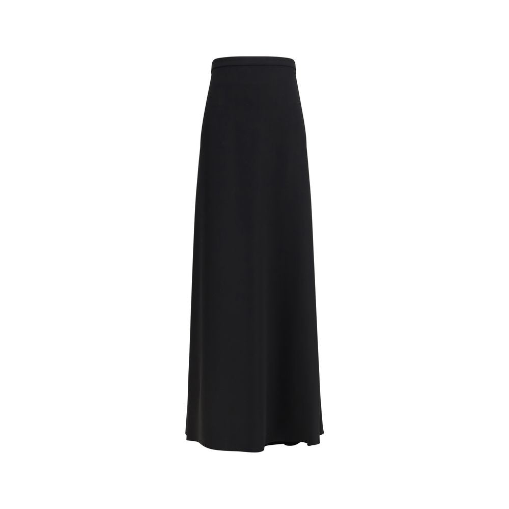 Valentino Black Silk Skirt Long