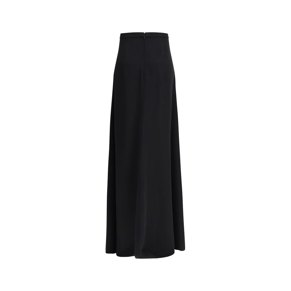 Valentino Black Silk Skirt Long-2