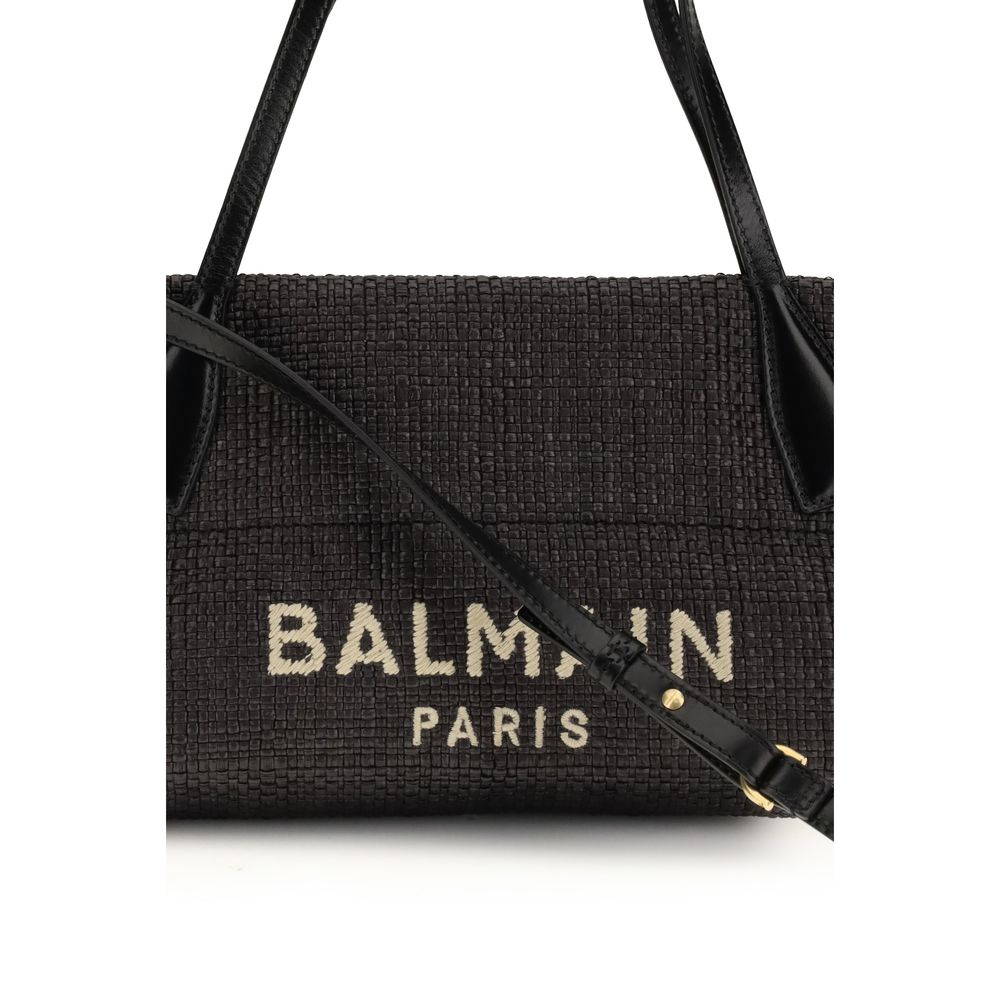 Balmain Black Raffia Shoulder Bag-4