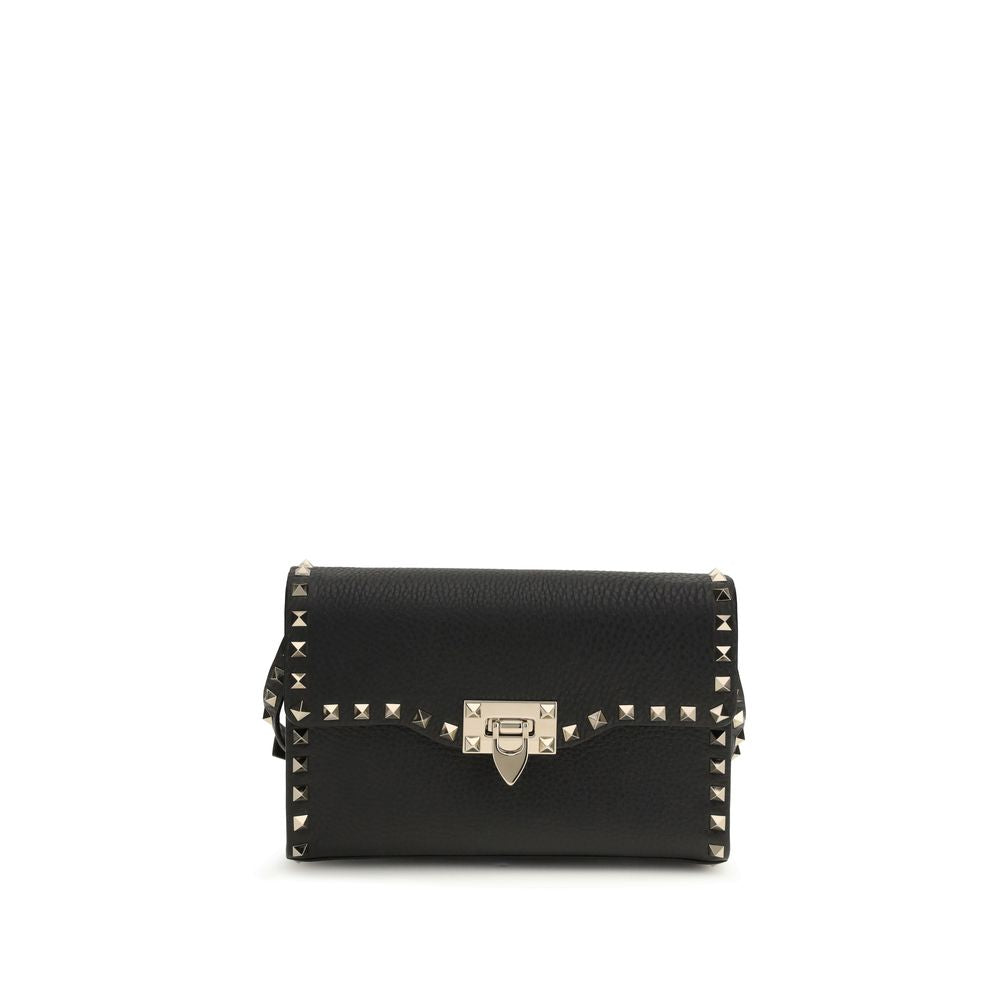 Valentino Garavani Schwarze Bos Taurus Schultertasche aus Kalbsleder-1