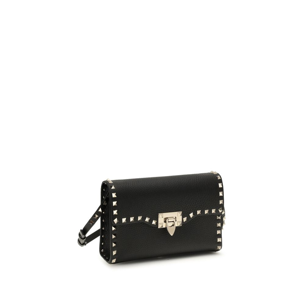 Valentino Garavani Schwarze Bos Taurus Schultertasche aus Kalbsleder-2