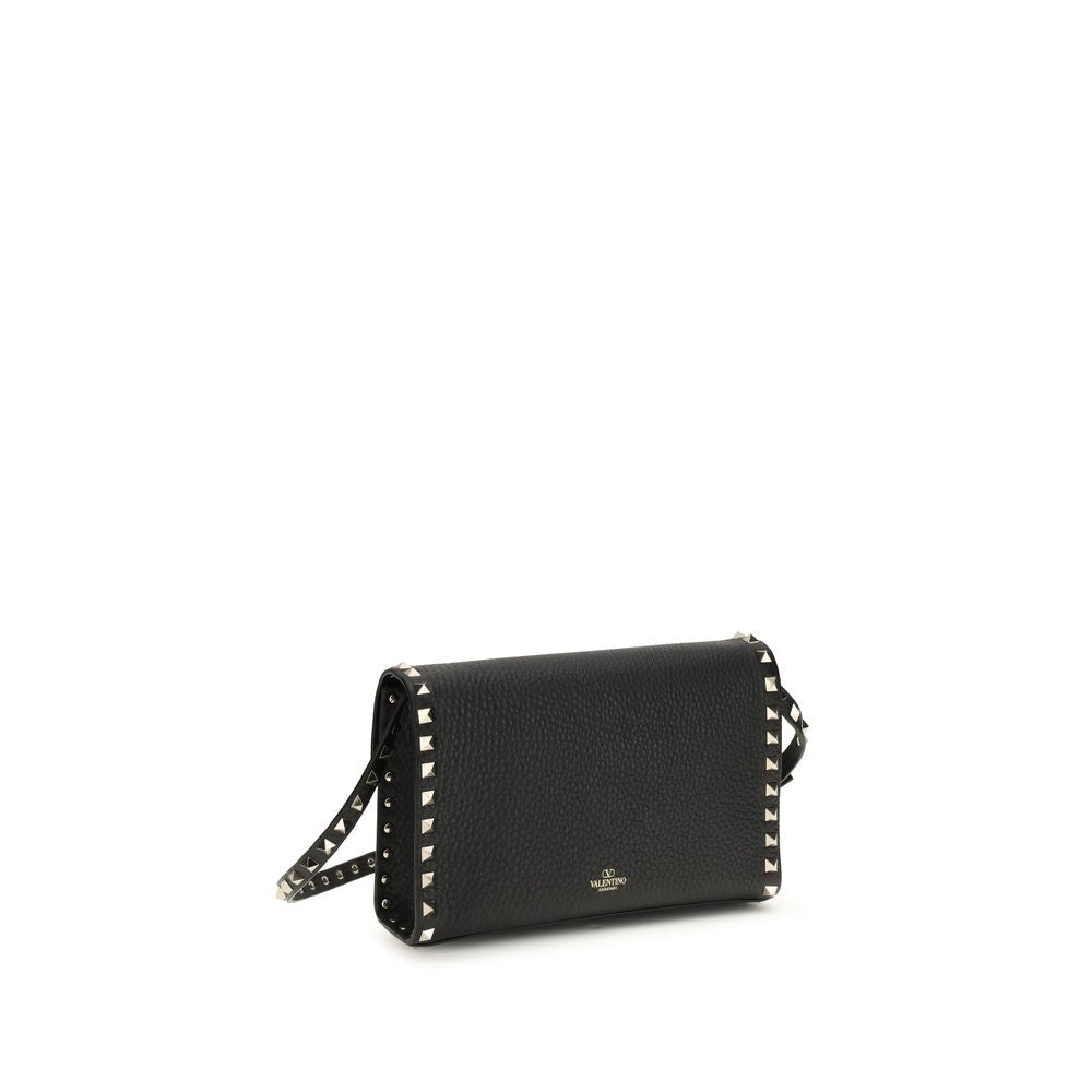 Valentino Garavani Schwarze Bos Taurus Schultertasche aus Kalbsleder-3