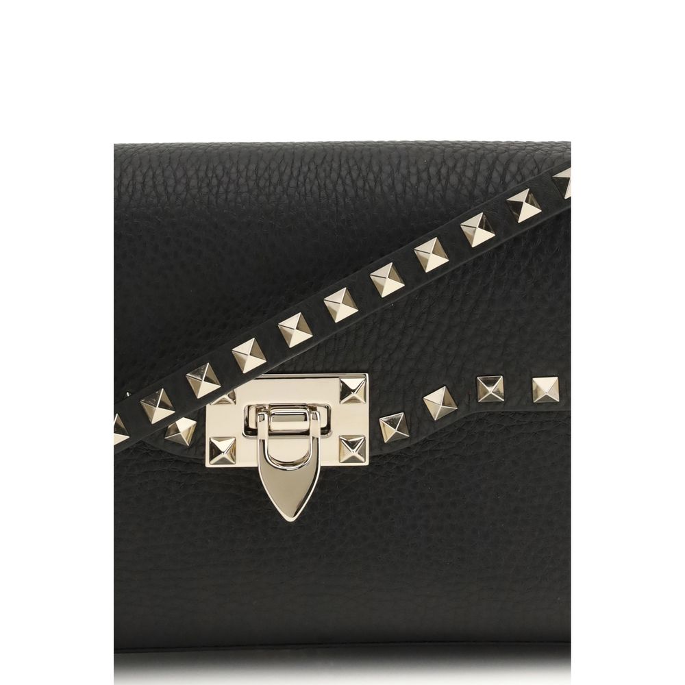 Valentino Garavani Schwarze Bos Taurus Schultertasche aus Kalbsleder-4