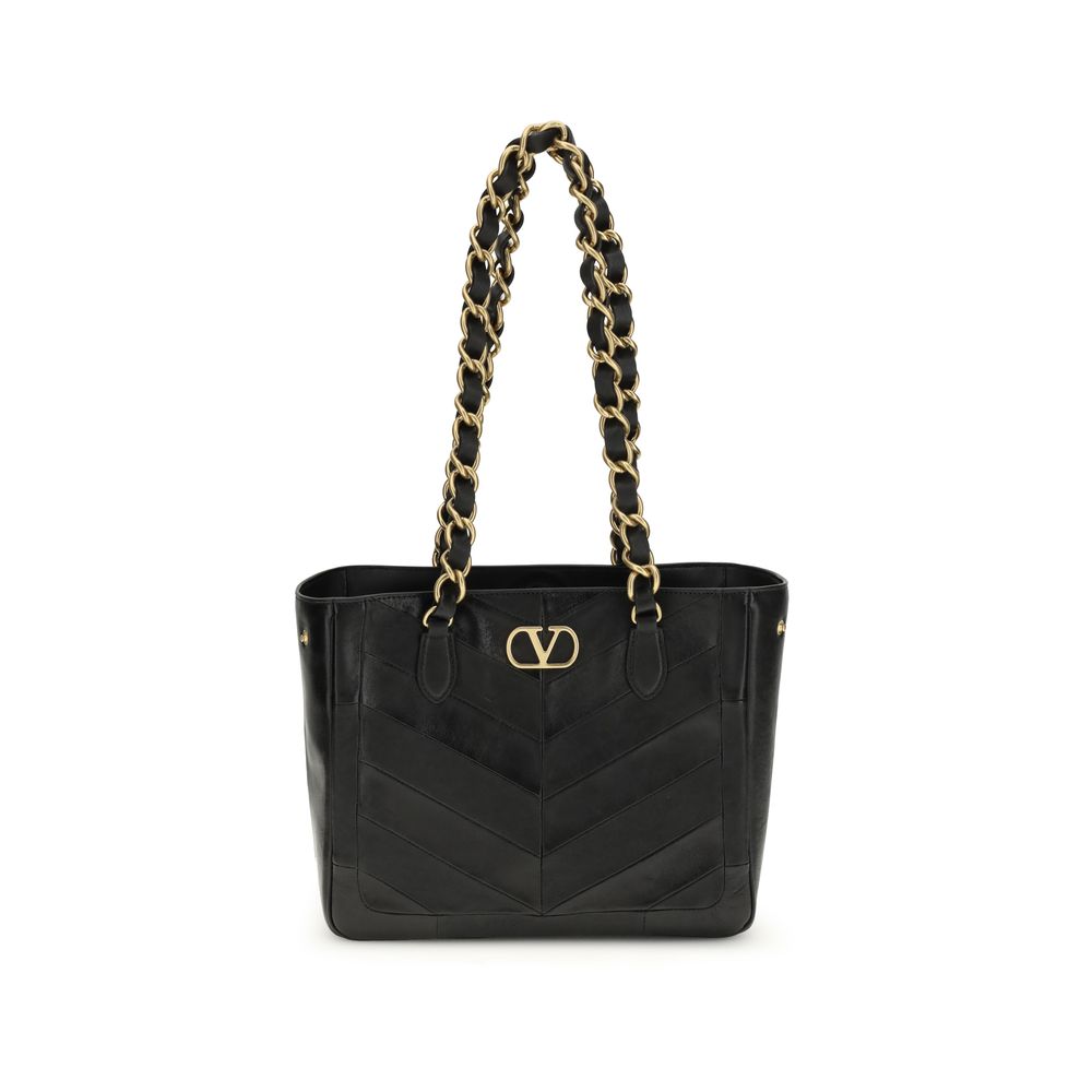 Valentino Garavani Schwarze Napa Leder / Kalbsleder Schultertasche-1