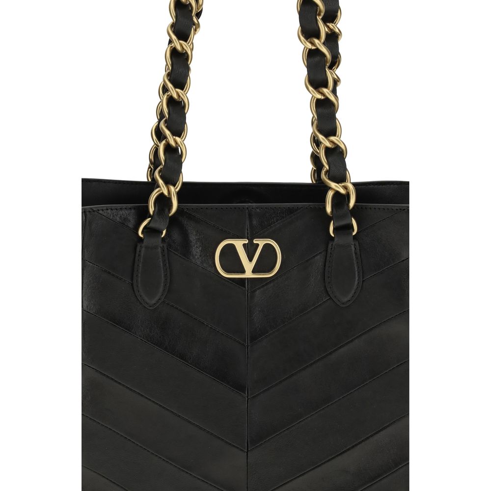 Valentino Garavani Schwarze Napa Leder / Kalbsleder Schultertasche-4