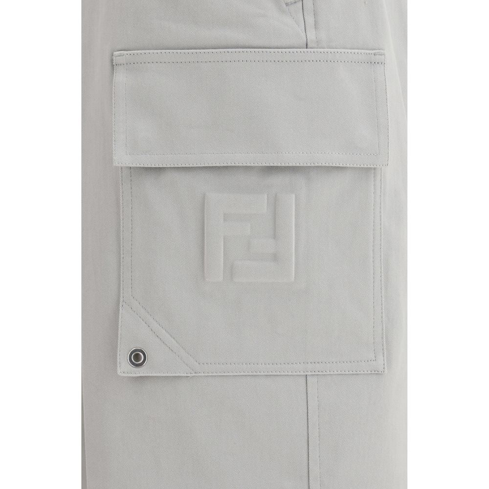 Fendi Silver Cotton Cargo Trousers-3