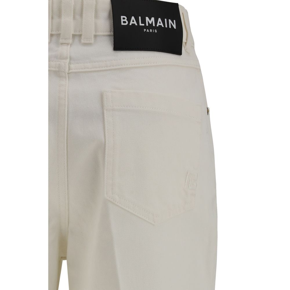 Balmain Weiße Jeans aus Baumwolle im geraden Schnitt-3
