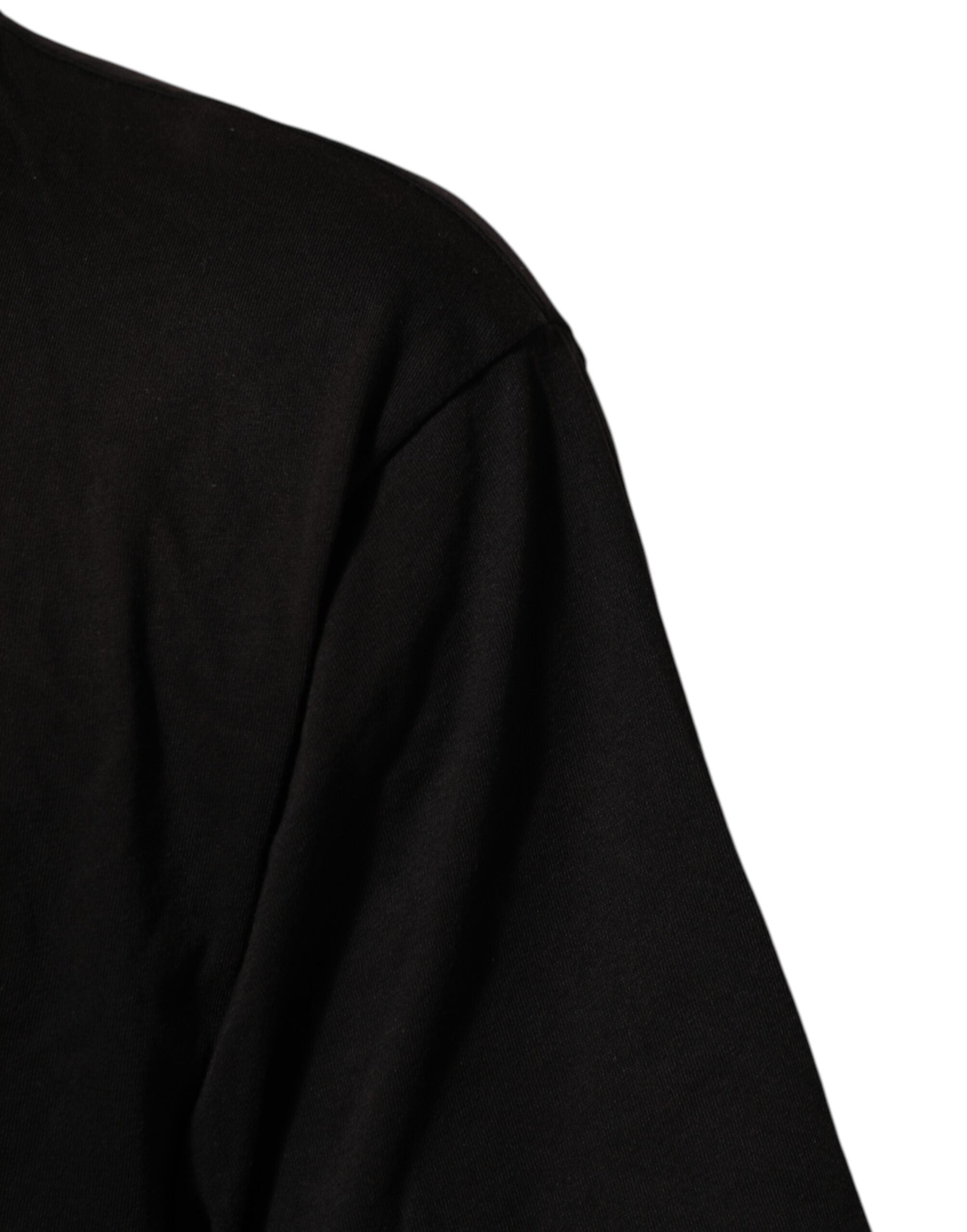 Dolce & Gabbana Schwarzes Baumwoll-T-Shirt mit Rundhalsausschnitt und Logo-Print-6
