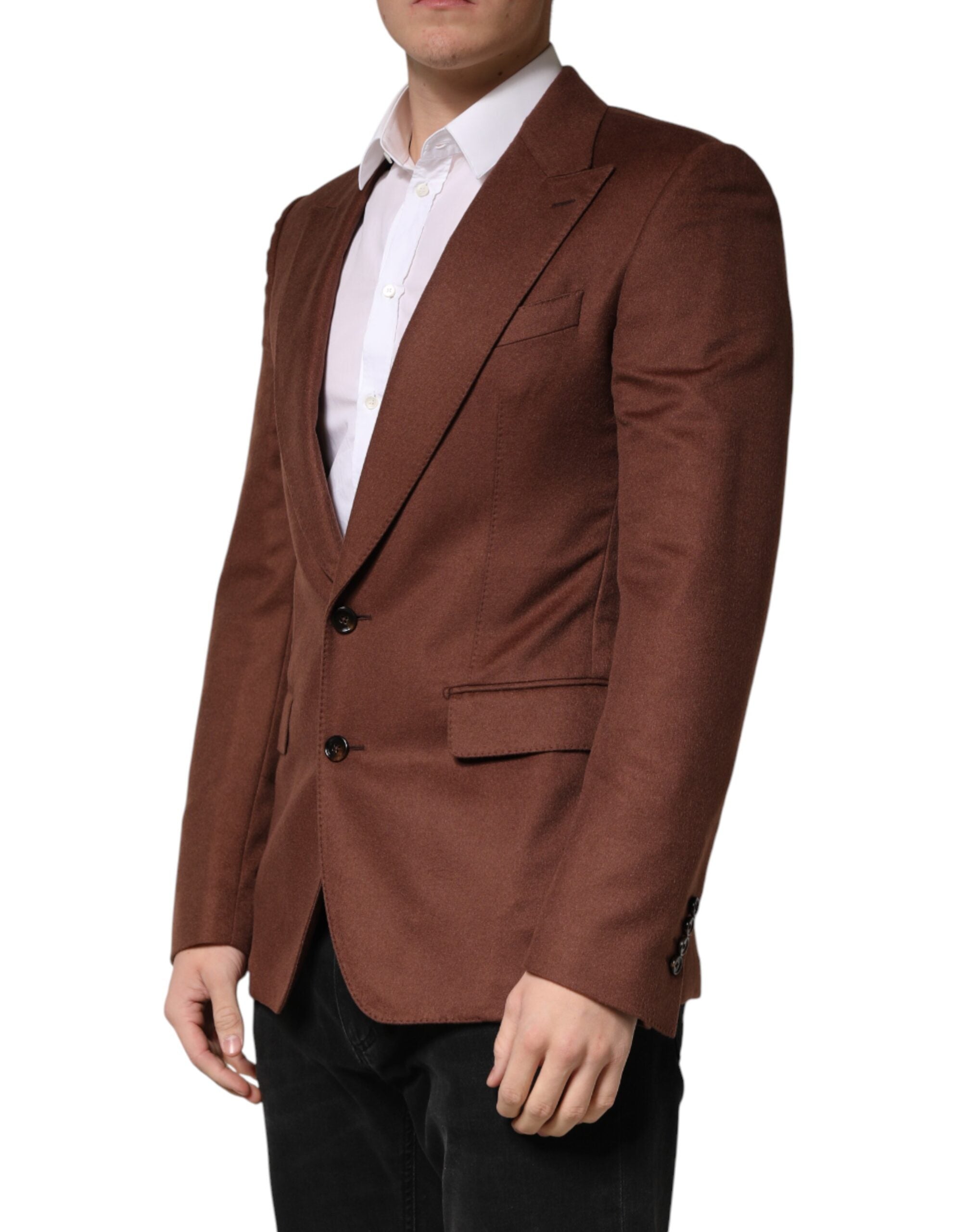 Dolce & Gabbana Brown Single-Breasted Cashmere Blazer-3