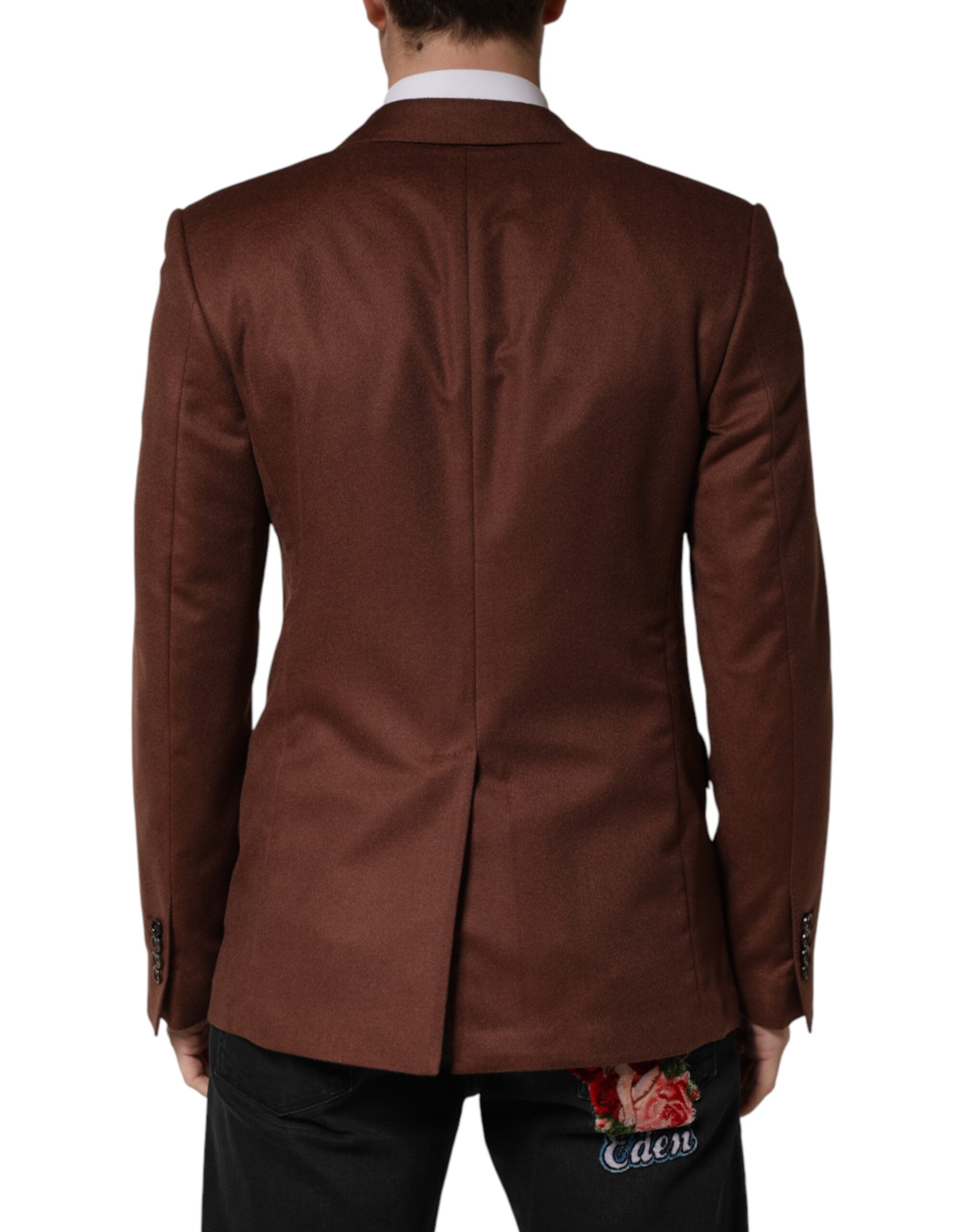 Dolce & Gabbana Brown Single-Breasted Cashmere Blazer-4