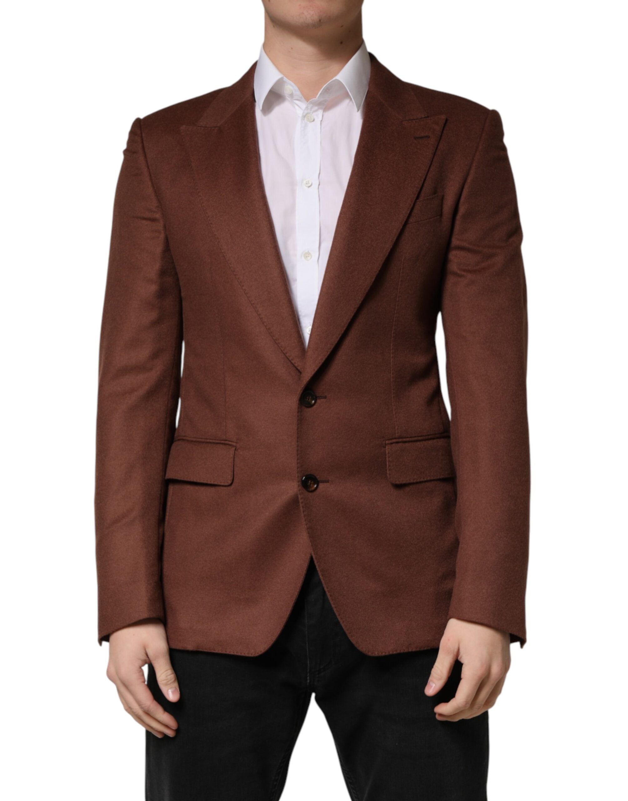 Dolce & Gabbana Brown Single-Breasted Cashmere Blazer-1