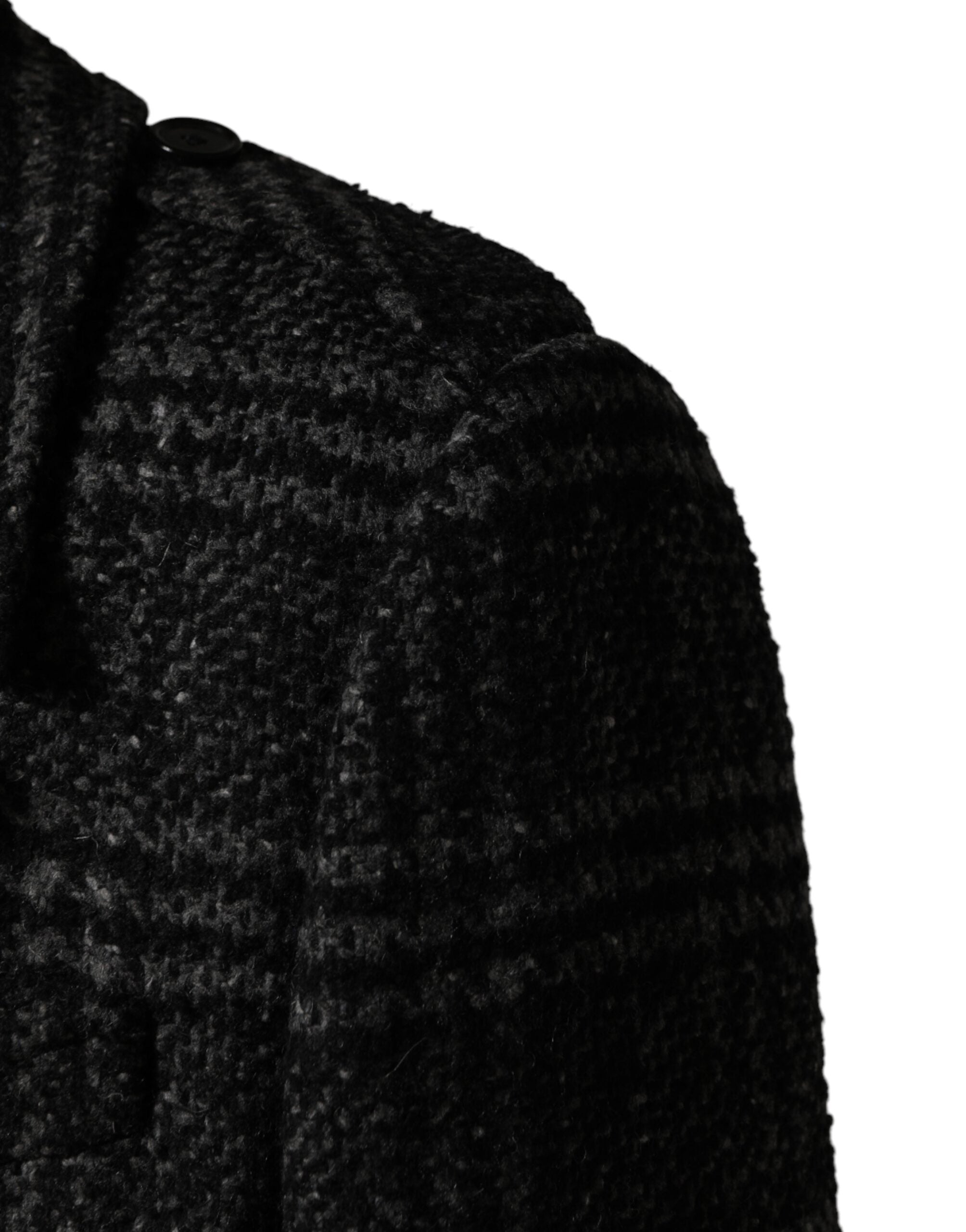 Dolce & Gabbana Grey Double-Breasted Plaid Wool Coat-6