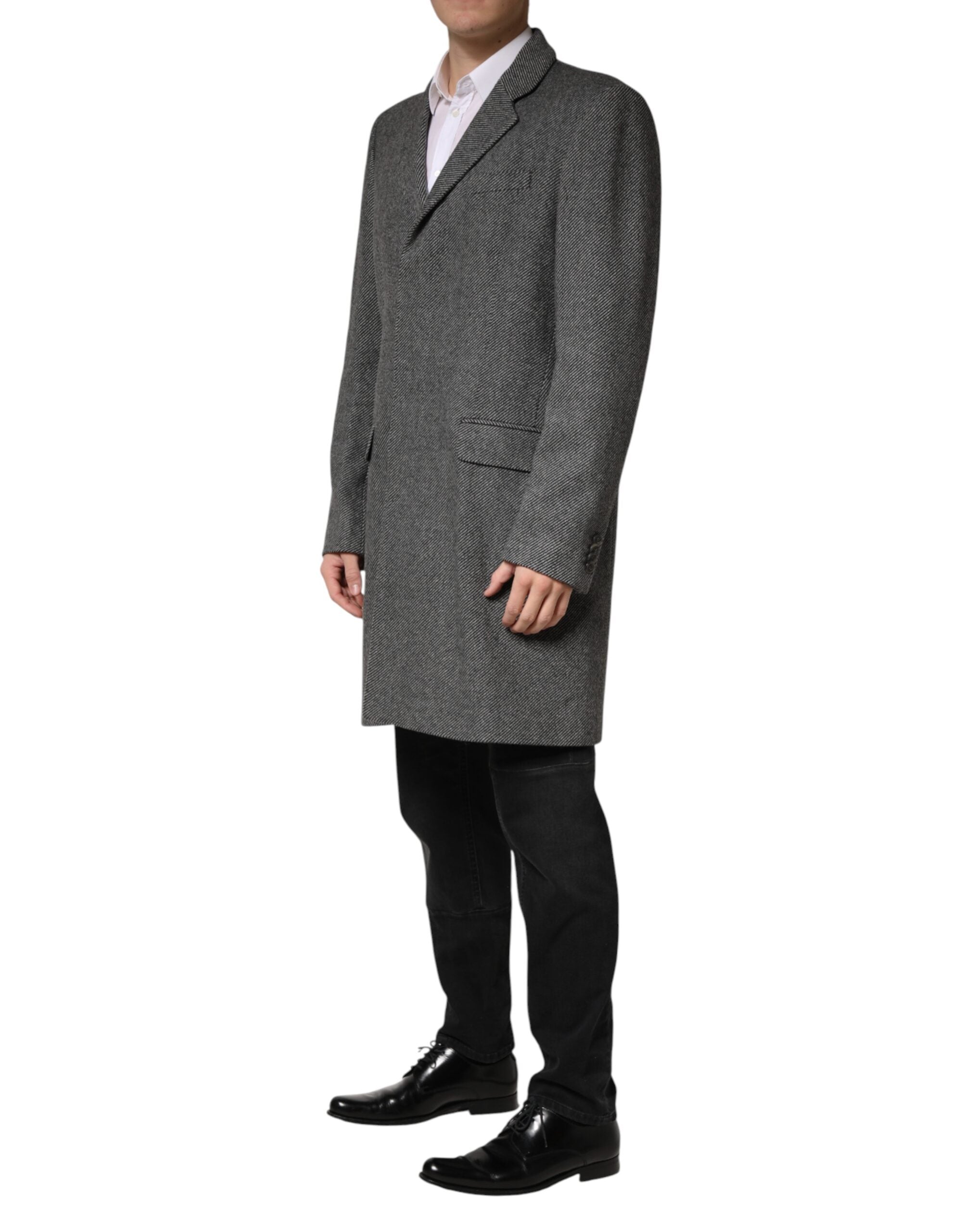 Dolce & Gabbana Grey Single-Breasted Men's Trench Coat-3