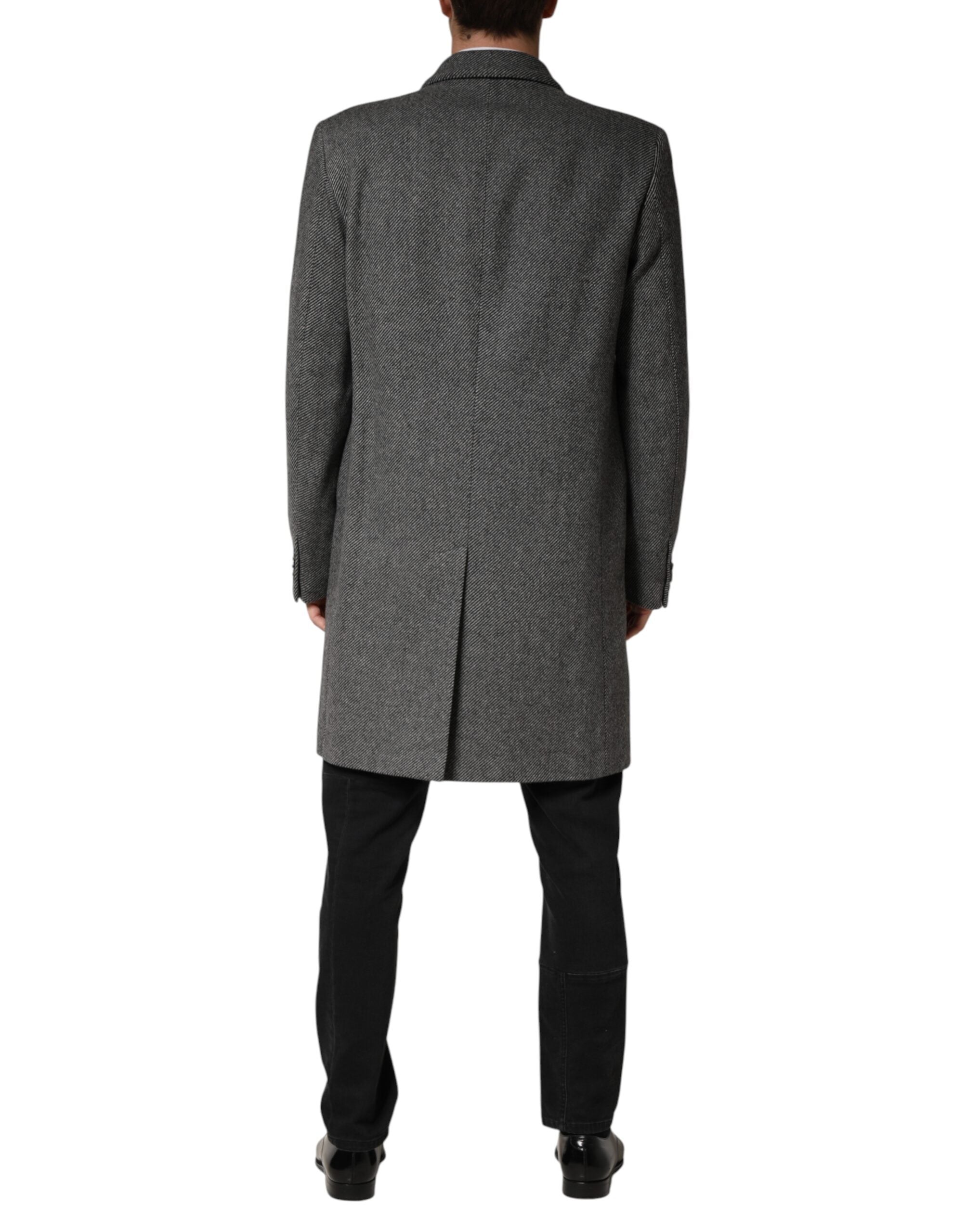 Dolce & Gabbana Grey Single-Breasted Men's Trench Coat-4