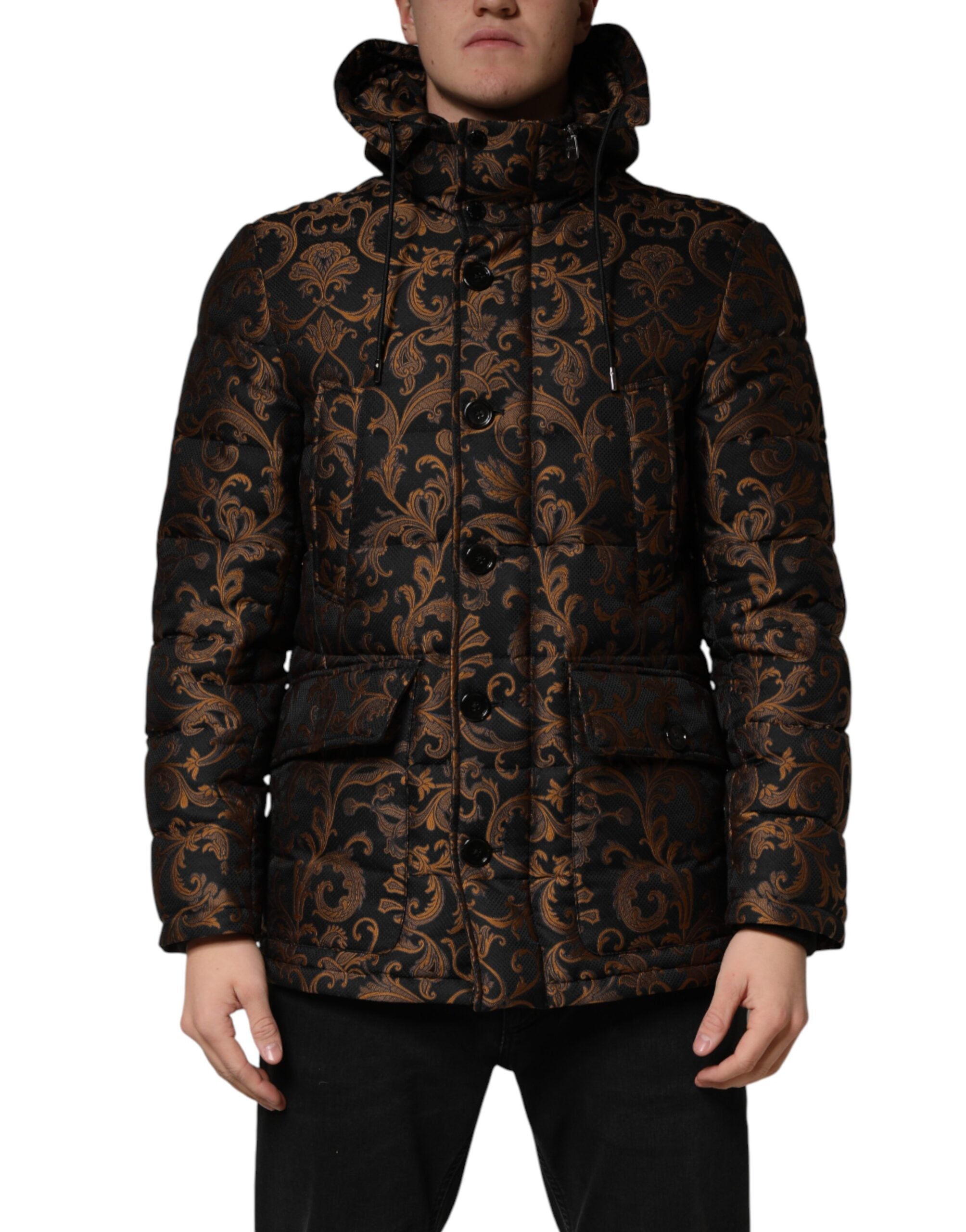 Dolce & Gabbana Black Floral Jacquard Quilted Hoodie-1