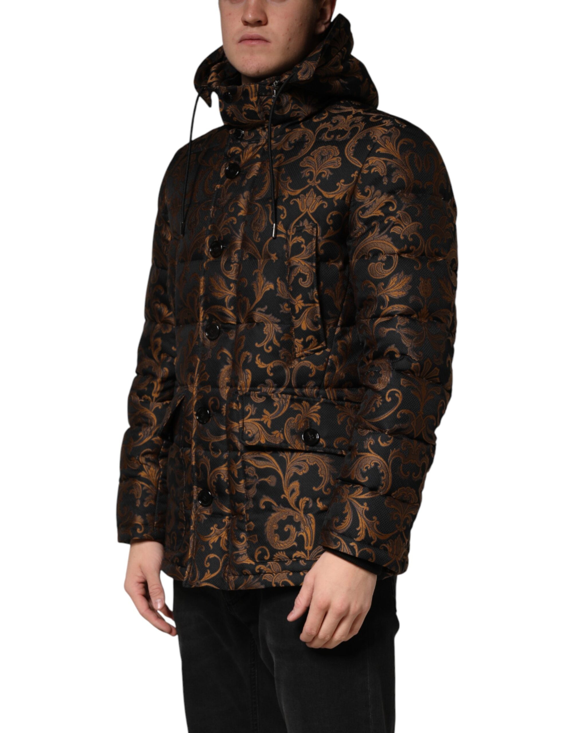 Dolce & Gabbana Black Floral Jacquard Quilted Hoodie-3