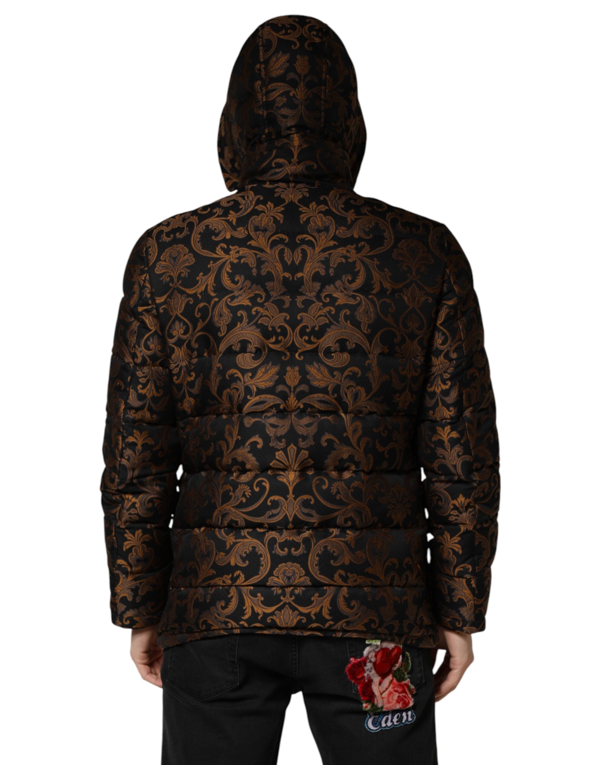 Dolce & Gabbana Black Floral Jacquard Quilted Hoodie-4