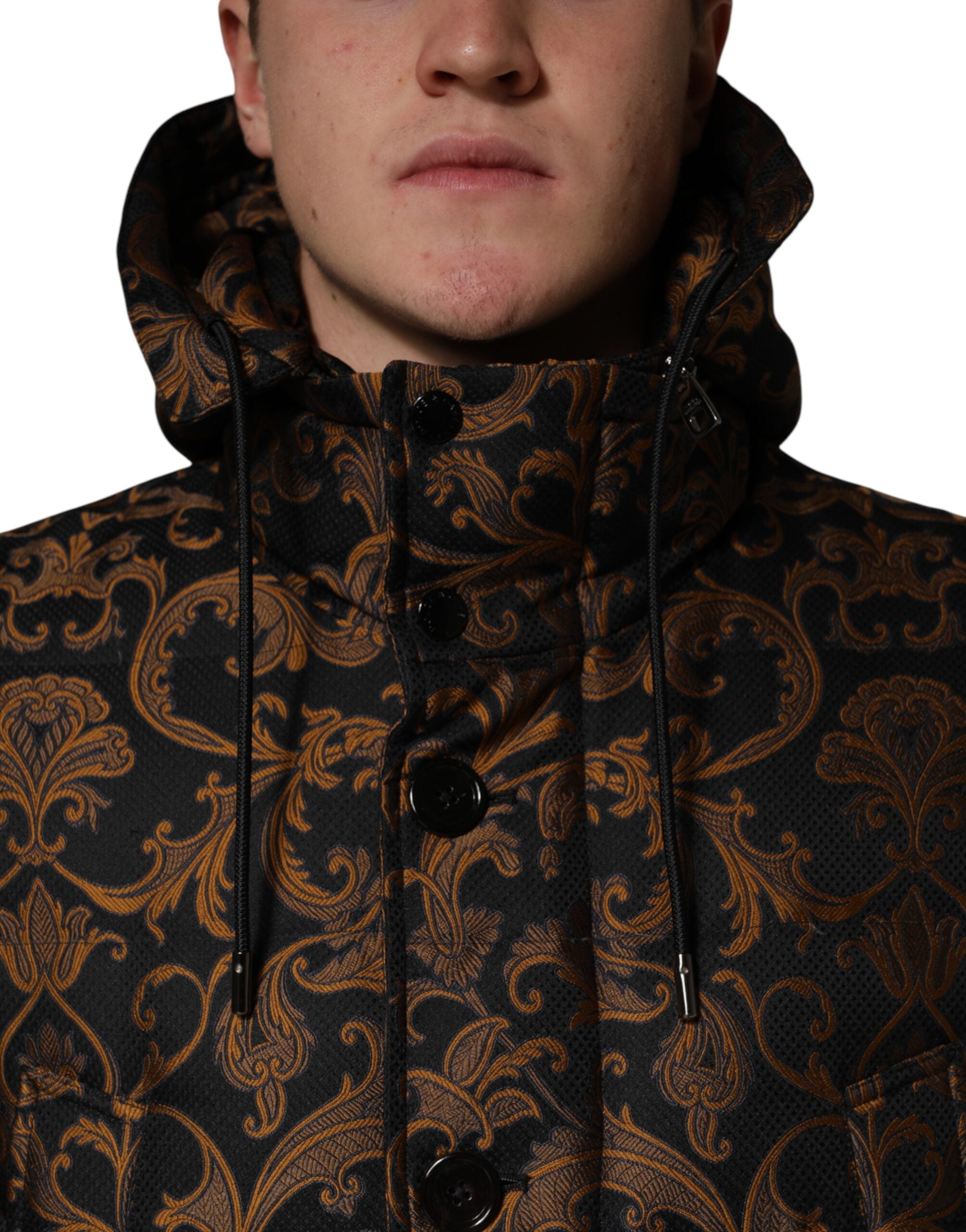 Dolce & Gabbana Black Floral Jacquard Quilted Hoodie-5