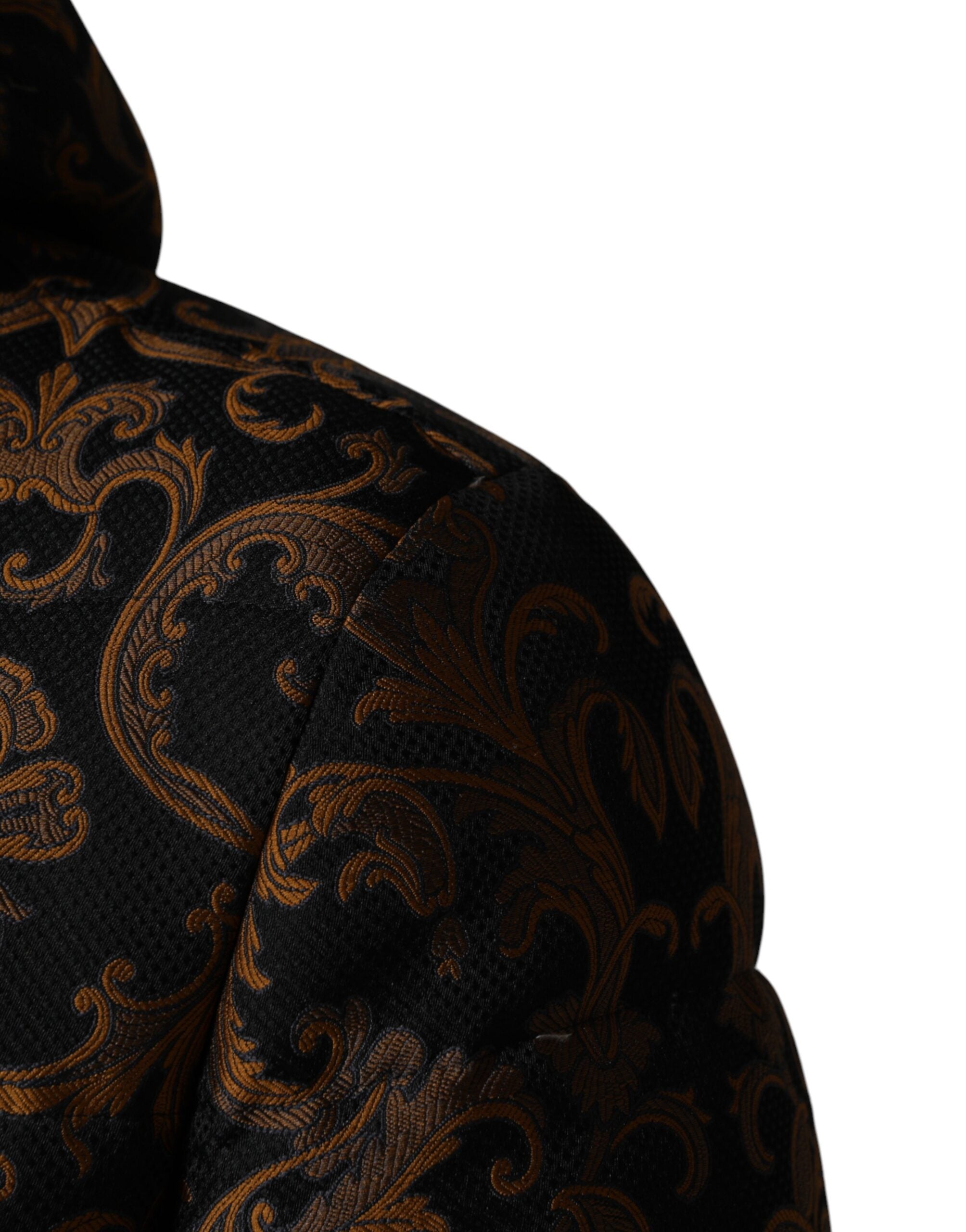 Dolce & Gabbana Black Floral Jacquard Quilted Hoodie-6