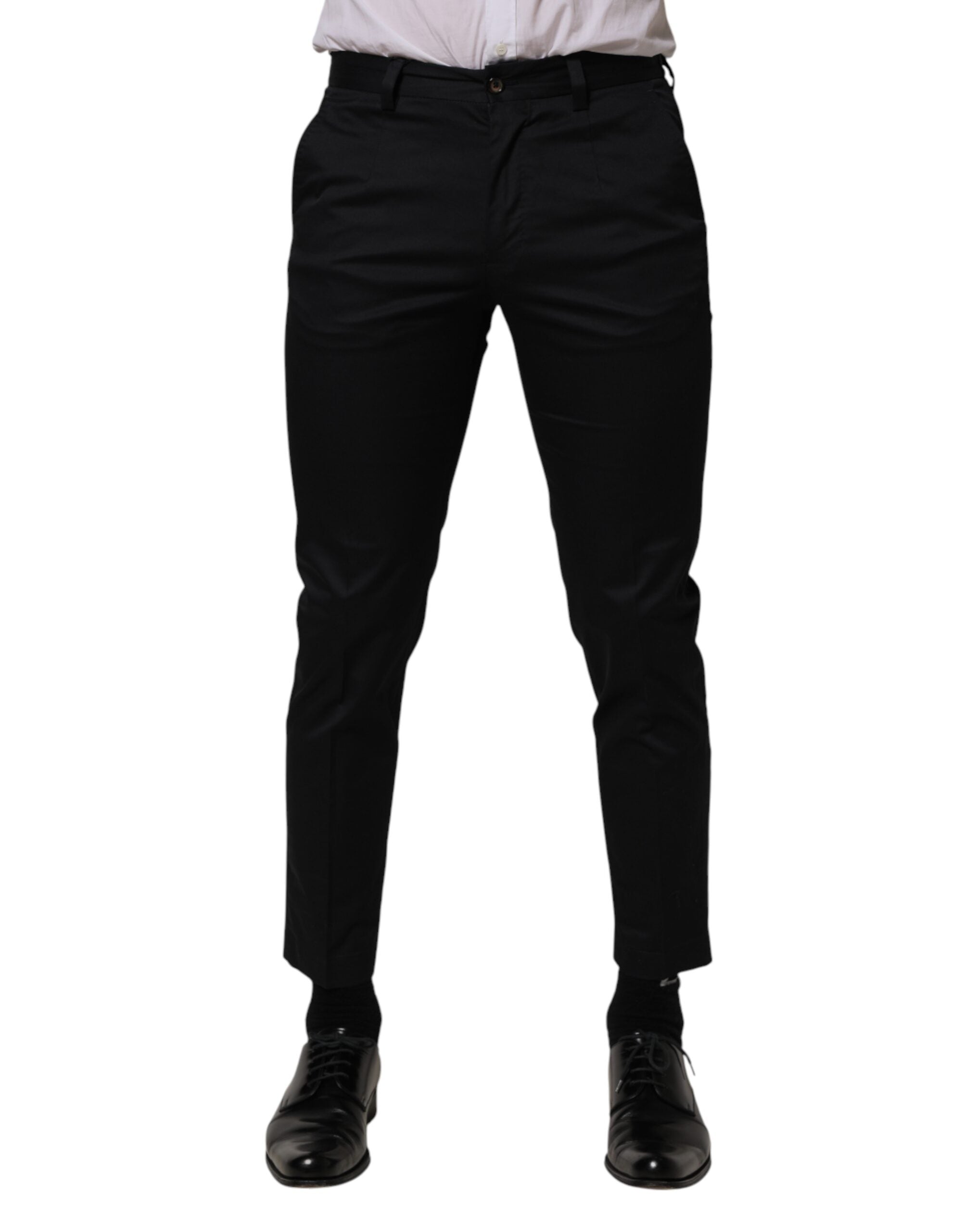 Dolce & Gabbana Dark Blue Cotton Skinny Suit Trousers-2
