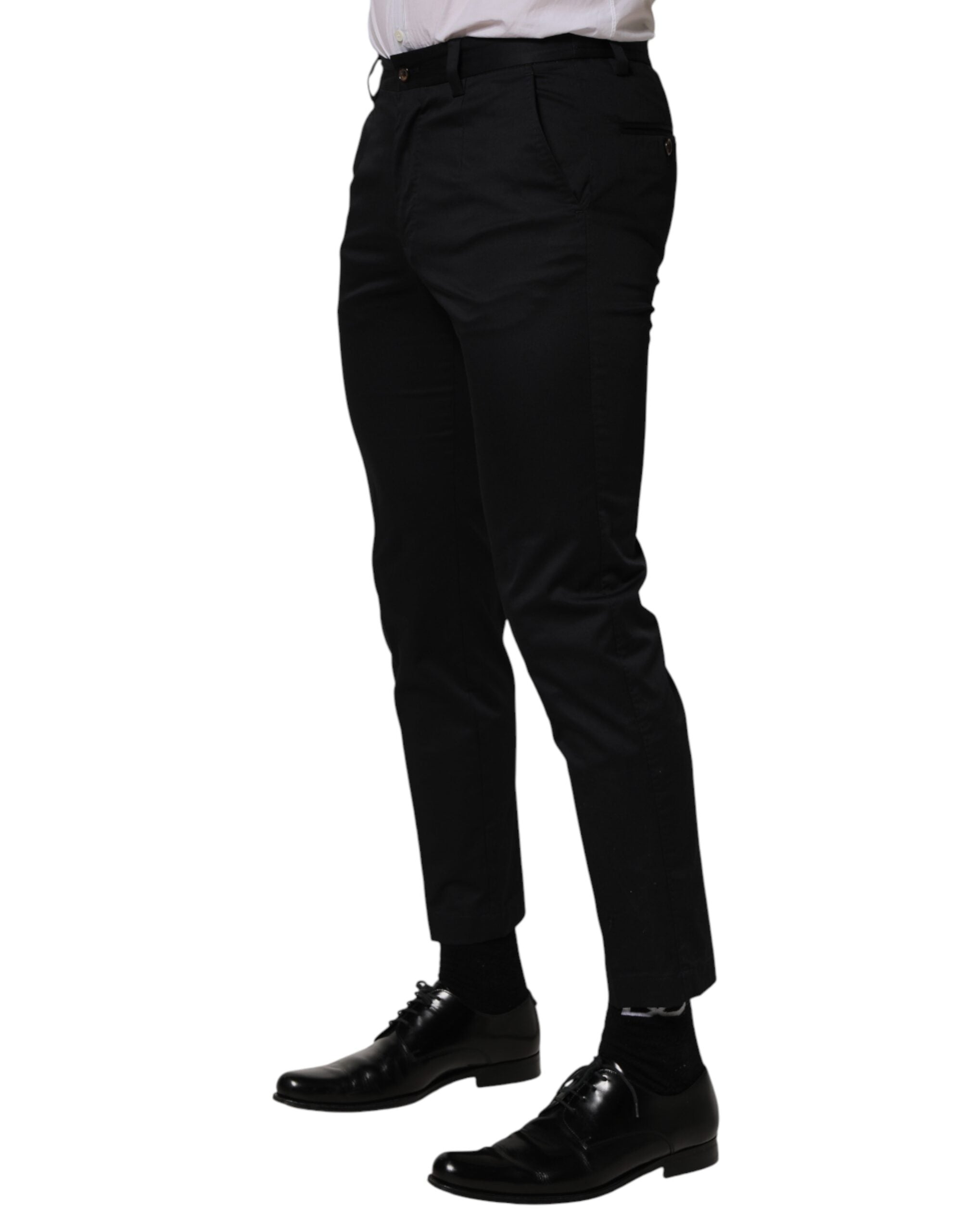 Dolce & Gabbana Dark Blue Cotton Skinny Suit Trousers-3