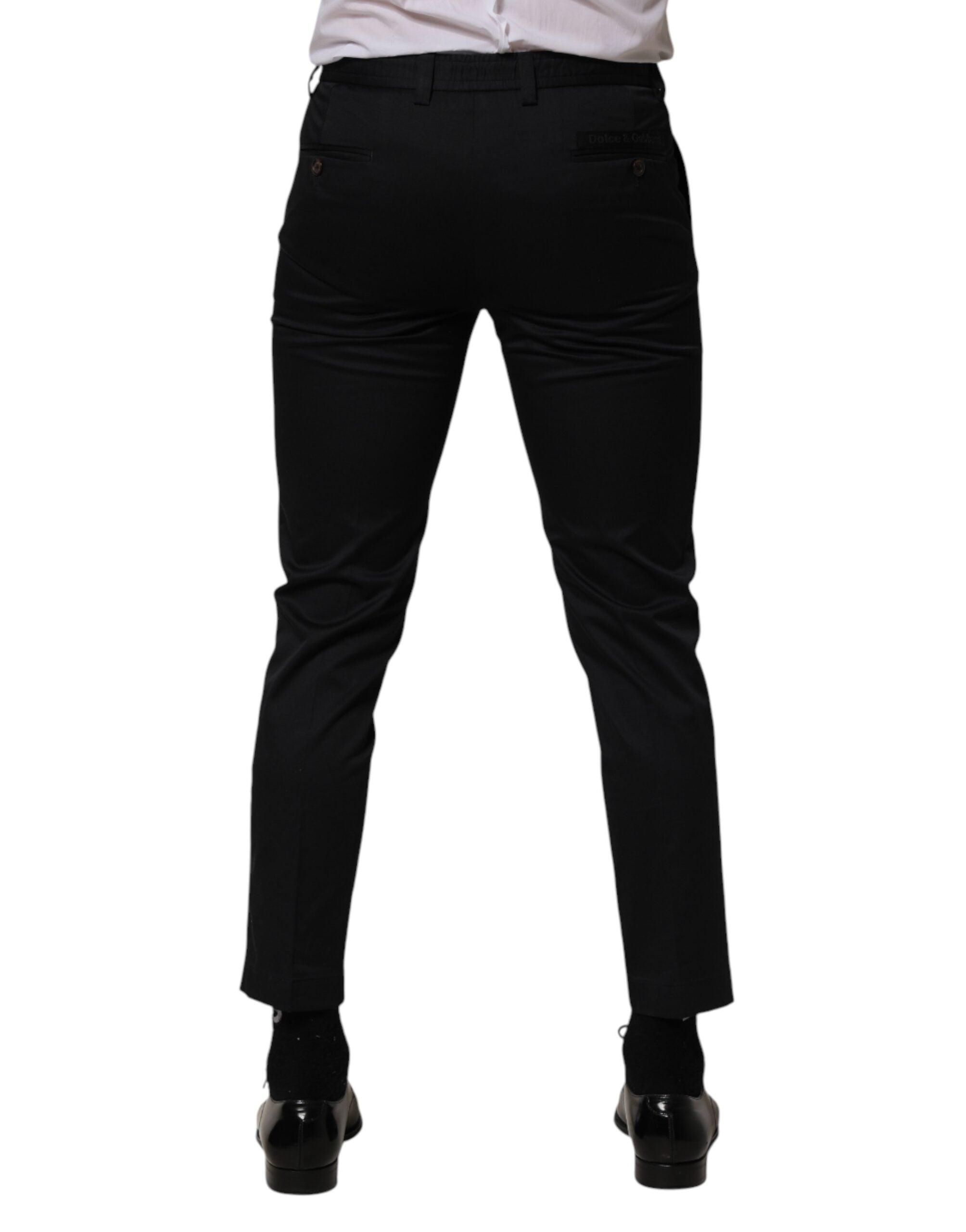 Dolce & Gabbana Dark Blue Cotton Skinny Suit Trousers-4