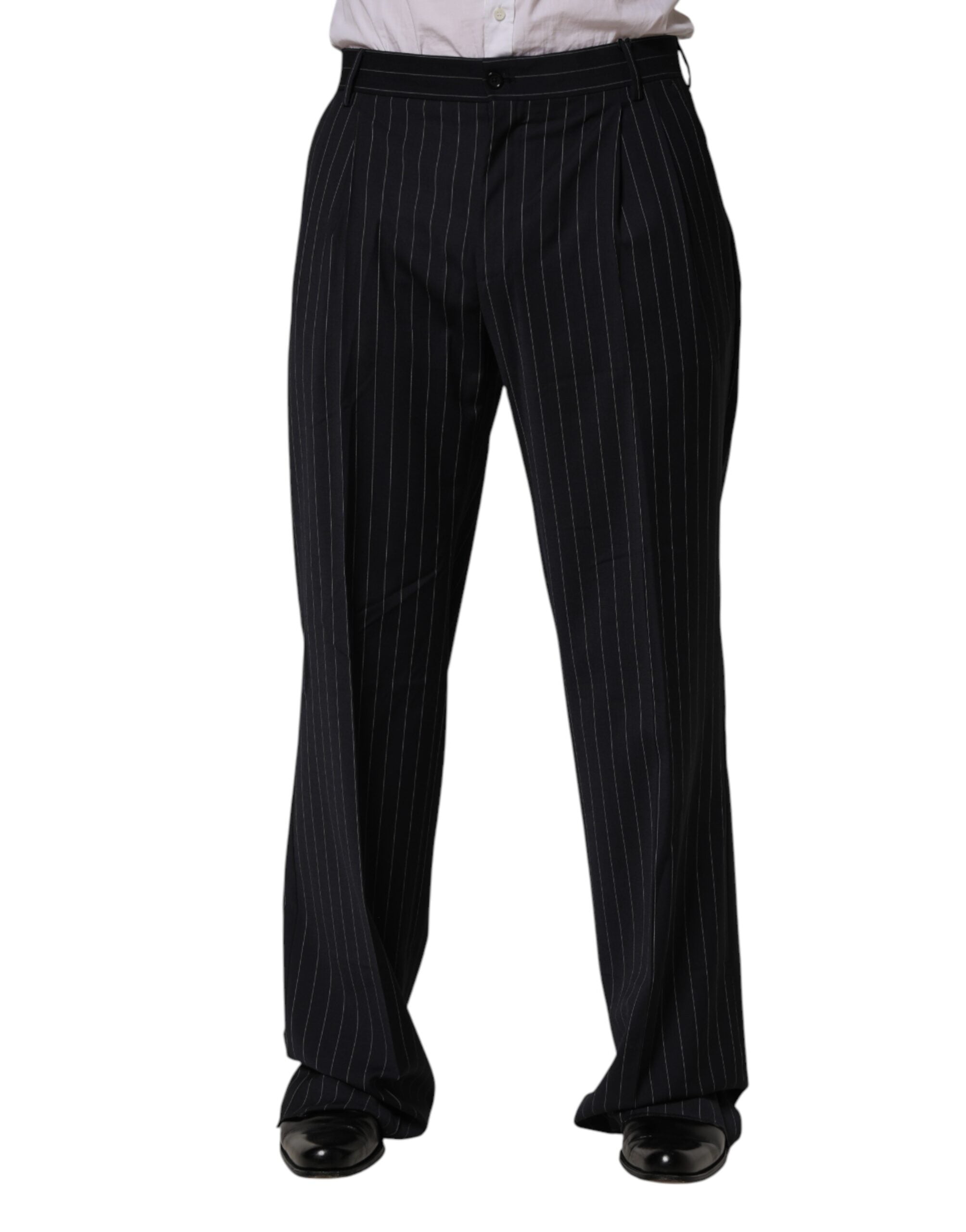 Dolce & Gabbana Men's Black Pinstripe Straight-Leg Suit Trousers-2