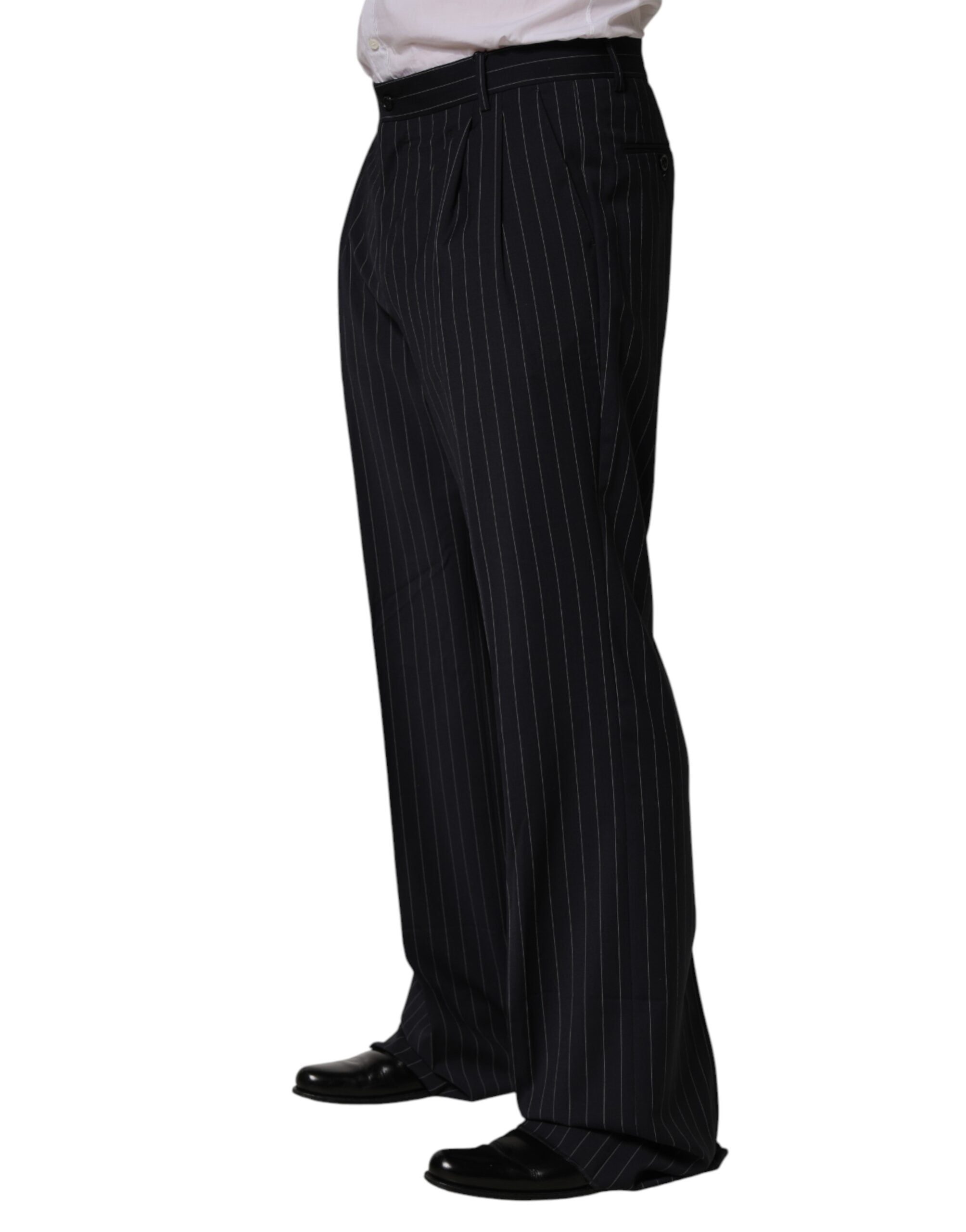 Dolce & Gabbana Men's Black Pinstripe Straight-Leg Suit Trousers-3