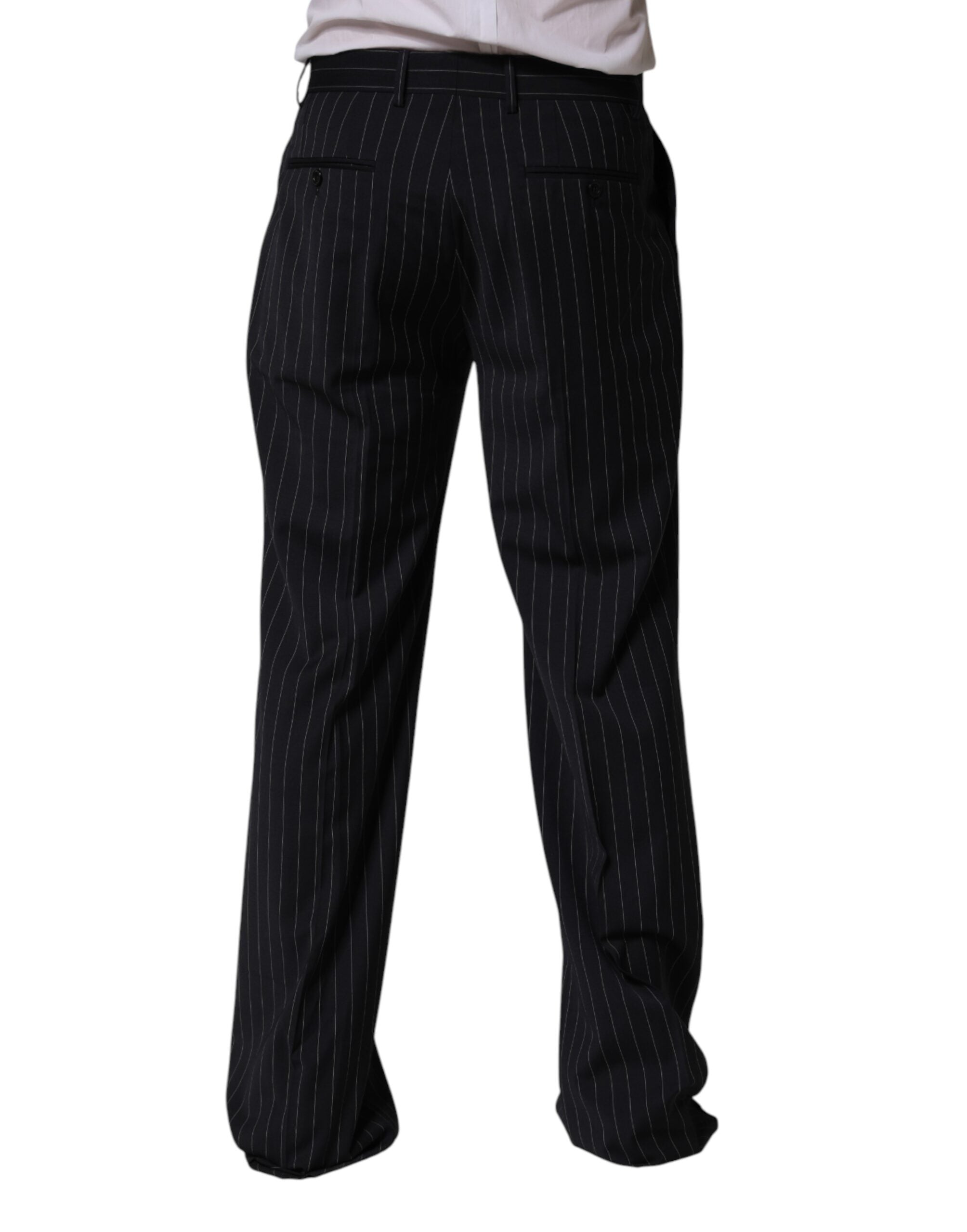 Dolce & Gabbana Men's Black Pinstripe Straight-Leg Suit Trousers-4
