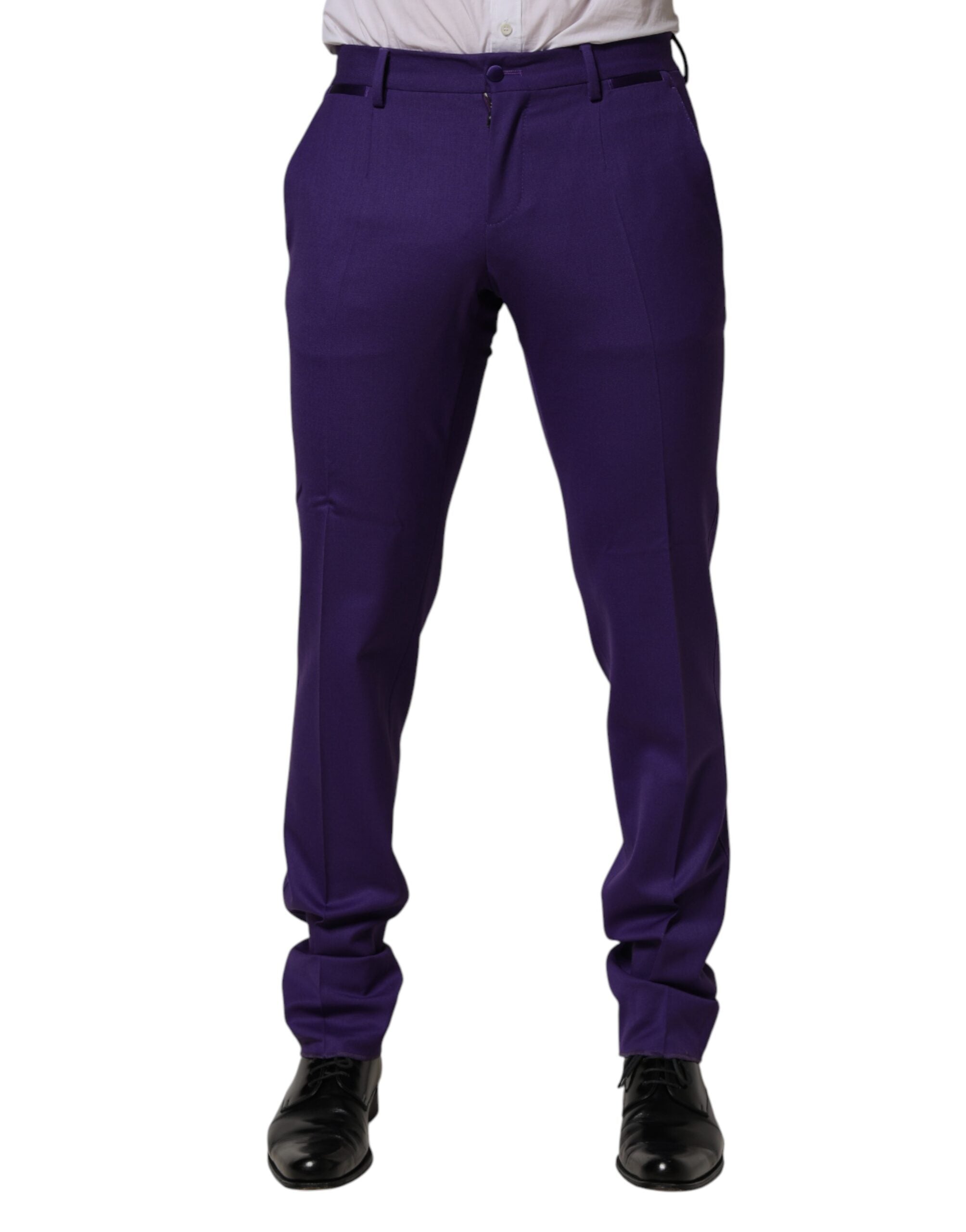 Dolce & Gabbana Men's Purple Wool Skinny Trousers