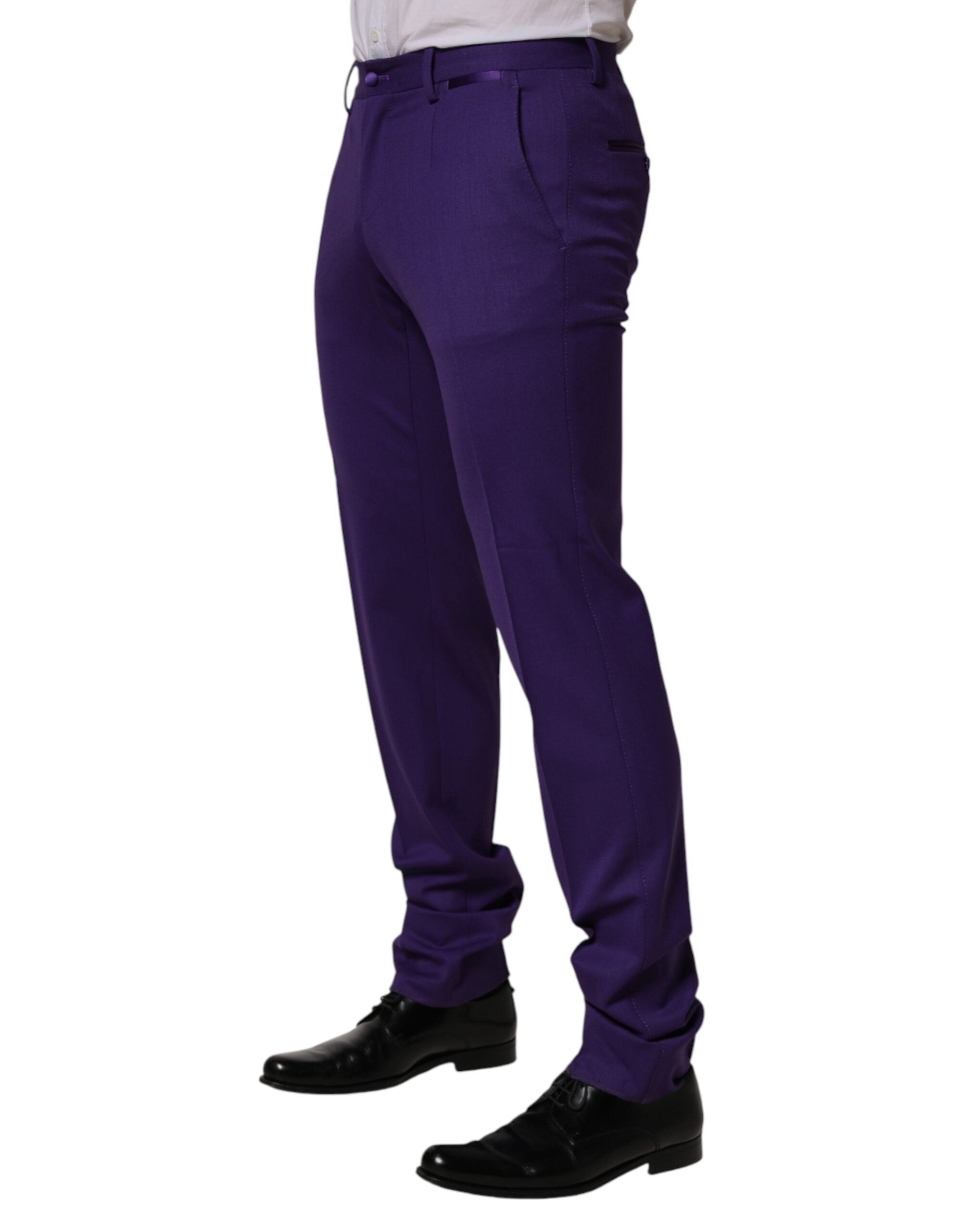 Dolce & Gabbana Men's Purple Wool Skinny Trousers-3