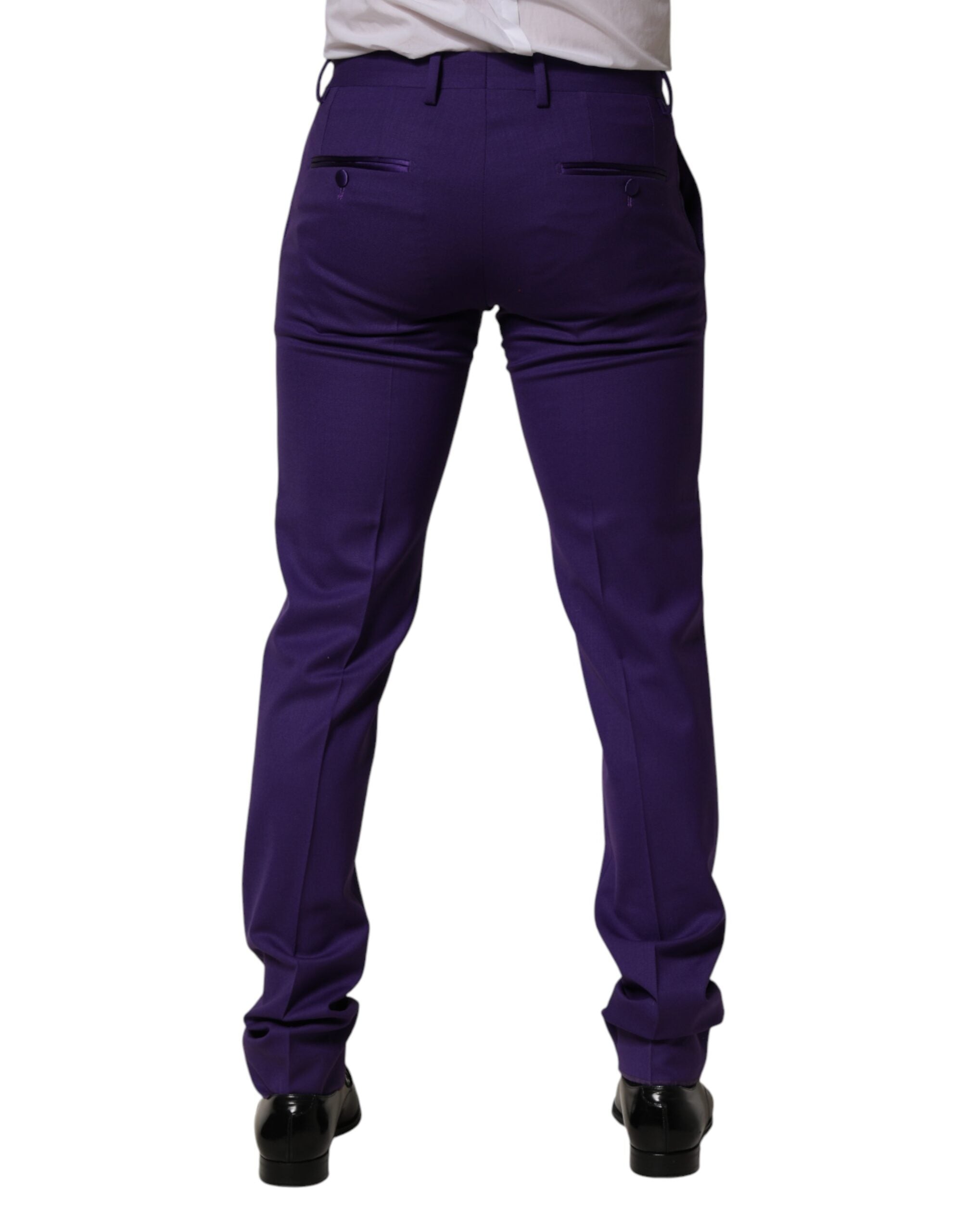 Dolce & Gabbana Men's Purple Wool Skinny Trousers-4