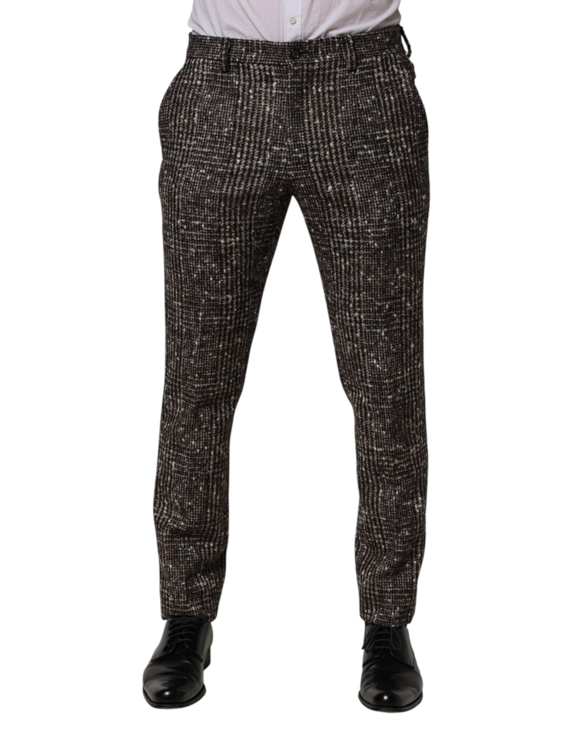 Dolce & Gabbana Brown Wool Plaid Skinny Trousers for Dresses