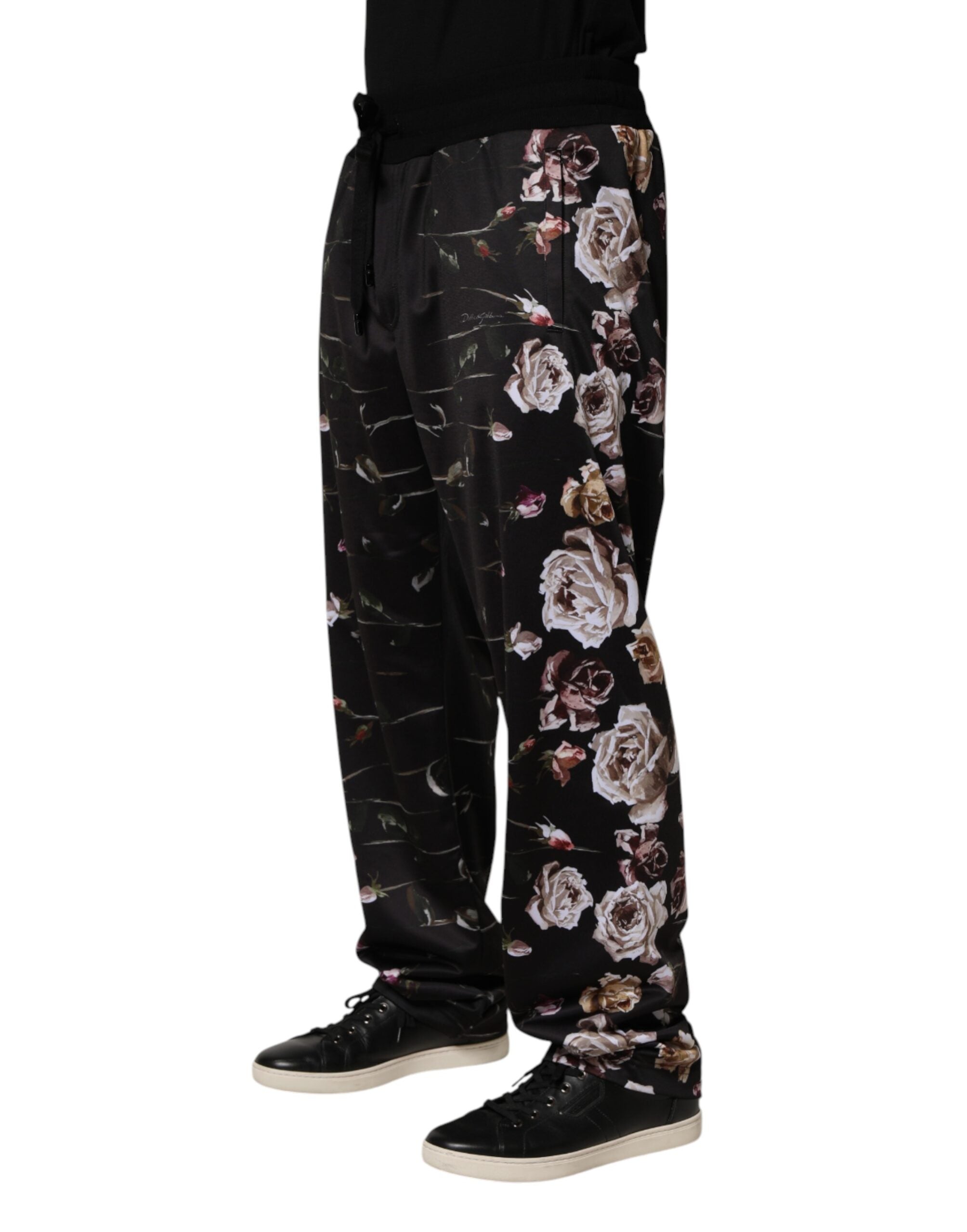 Dolce & Gabbana Black Floral Straight-Leg Chinos-3