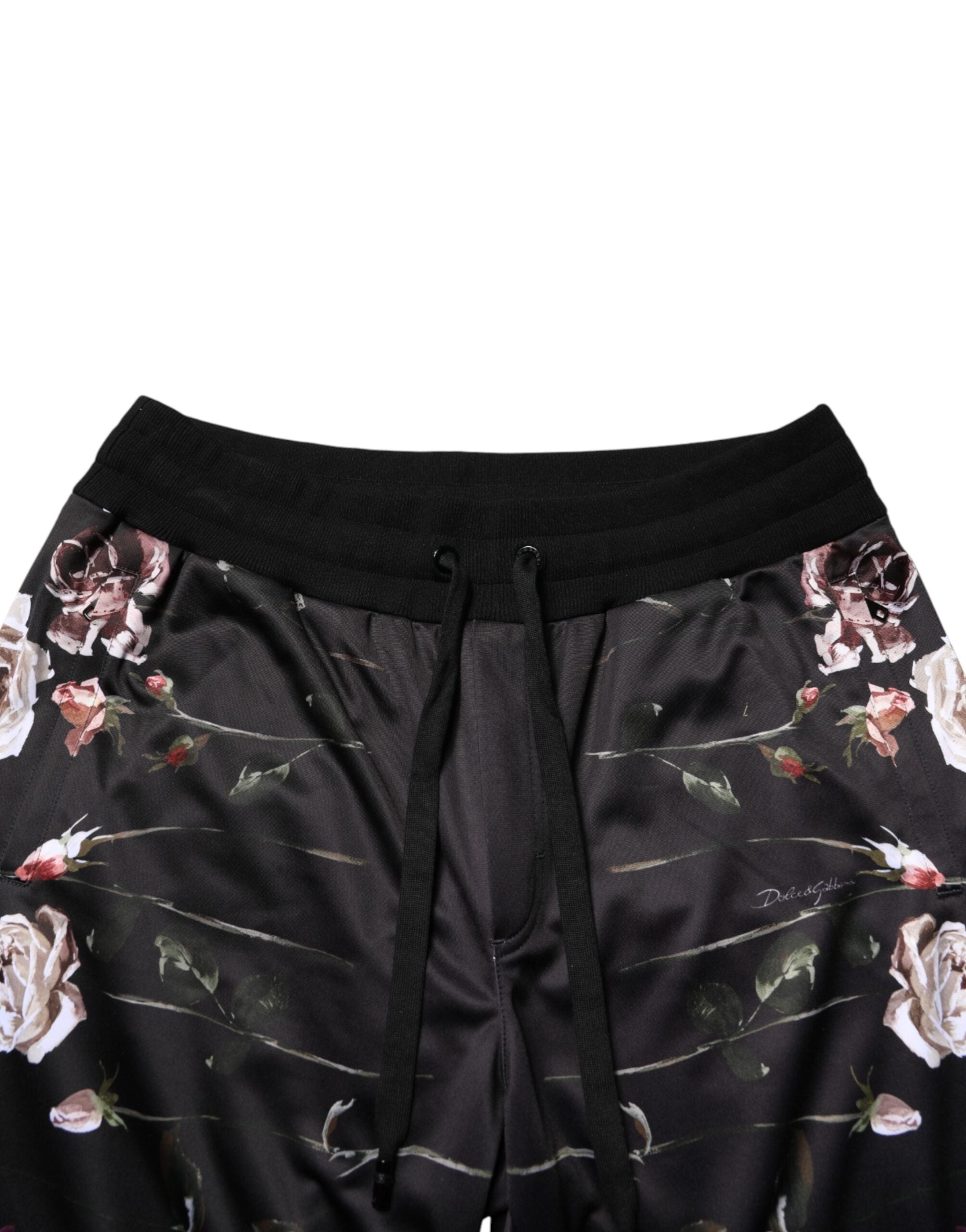 Dolce & Gabbana Black Floral Straight-Leg Chinos-5