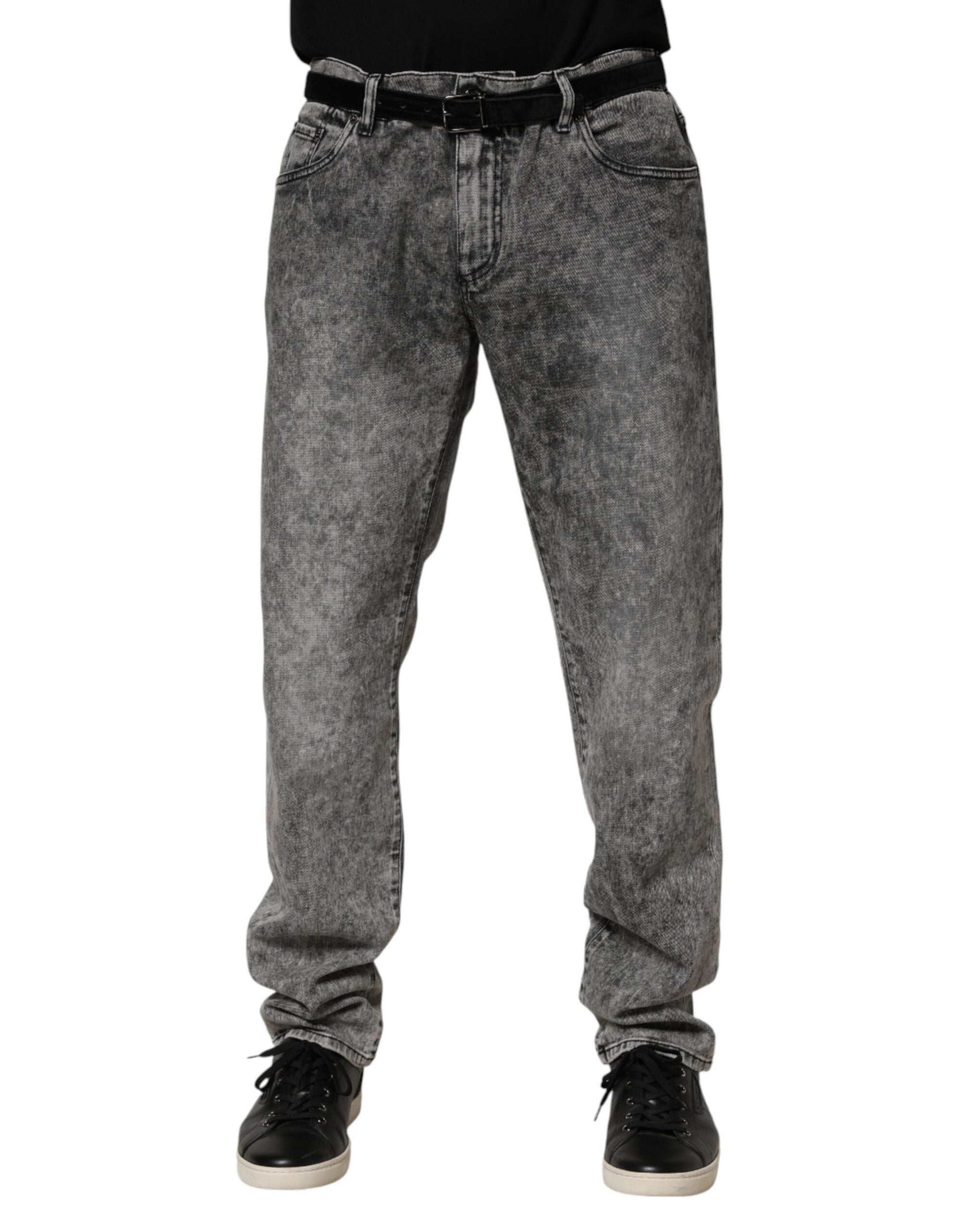 Dolce & Gabbana Grey Cotton Straight-Leg Jeans-2