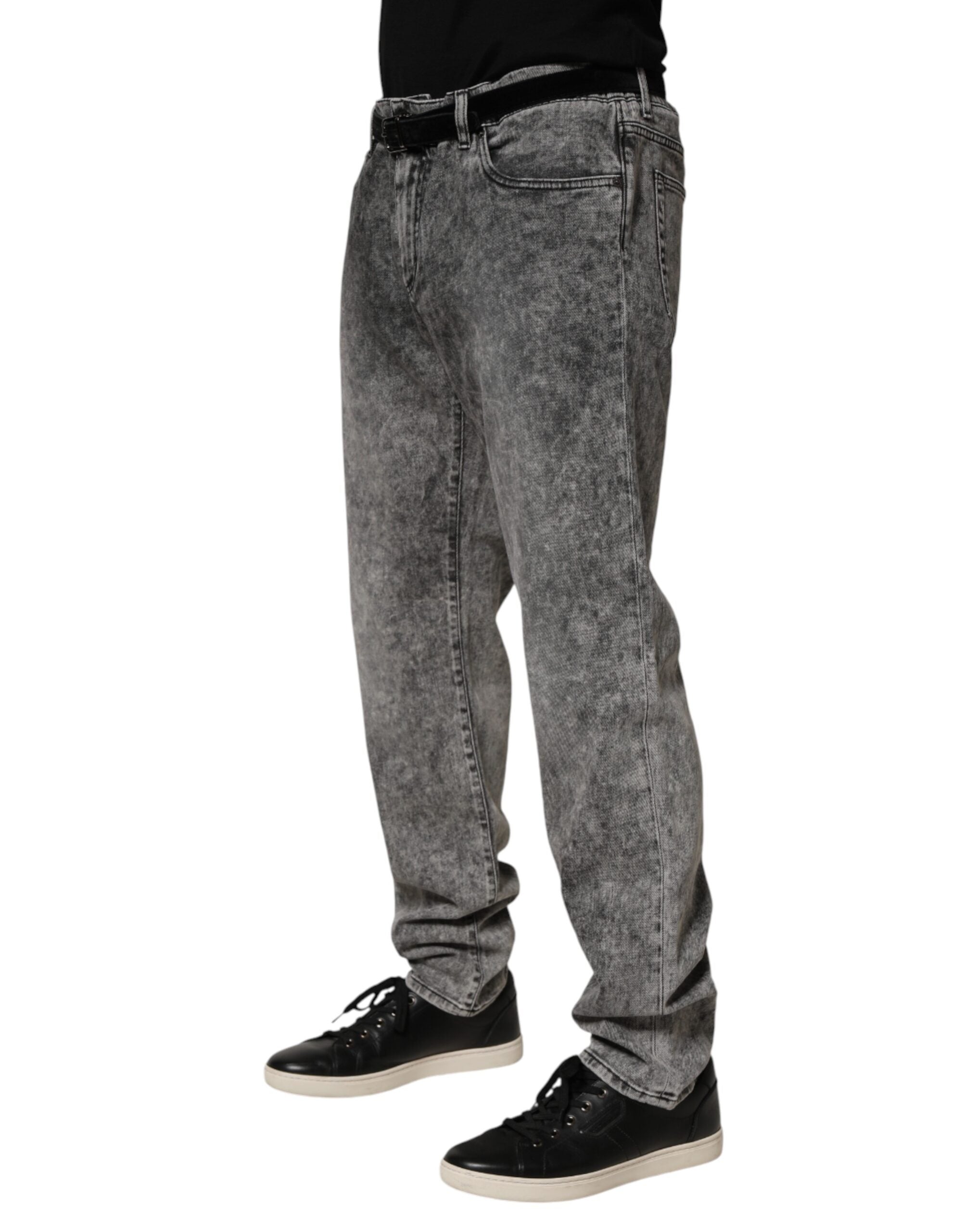 Dolce & Gabbana Grey Cotton Straight-Leg Jeans-3