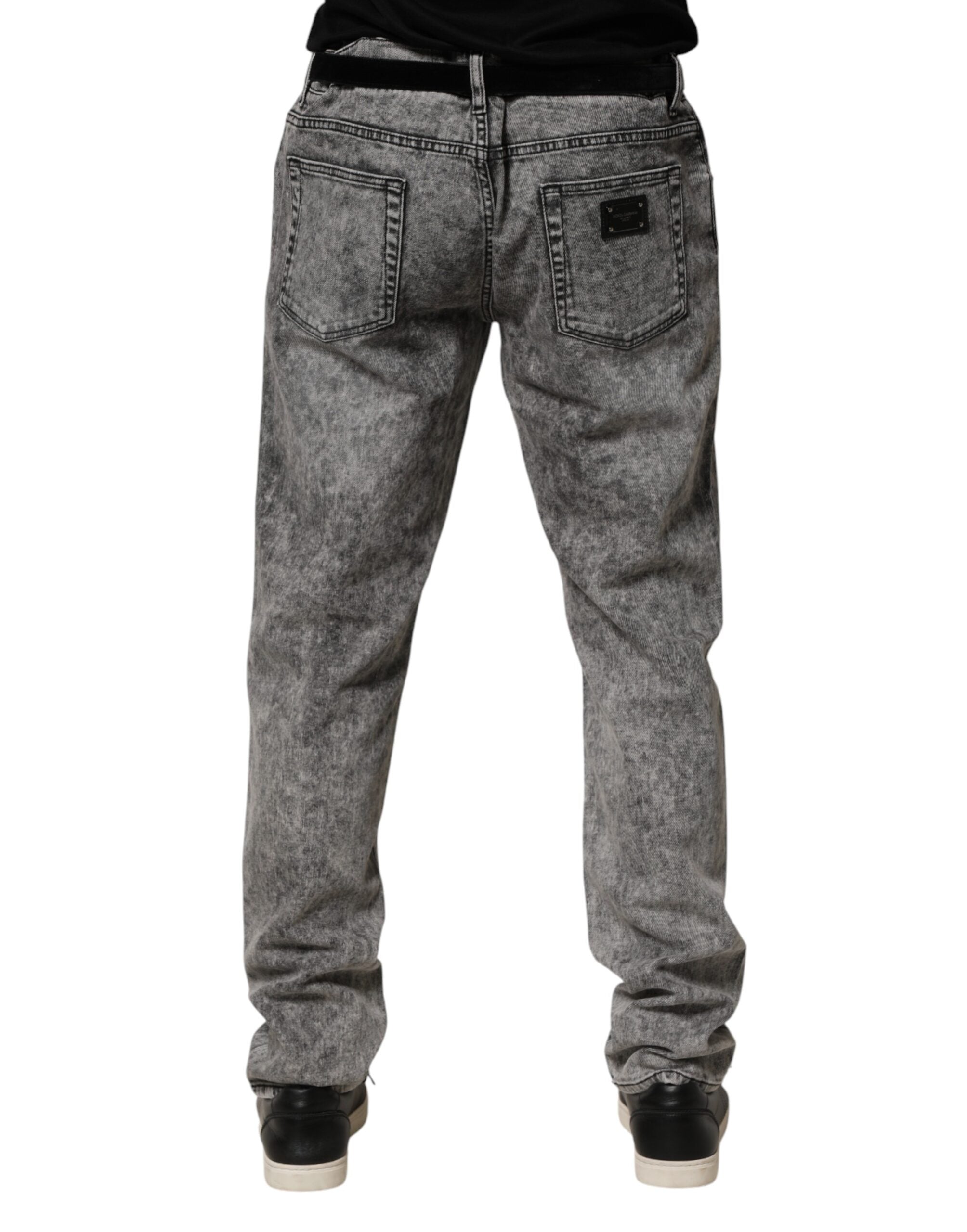 Dolce & Gabbana Grey Cotton Straight-Leg Jeans-4