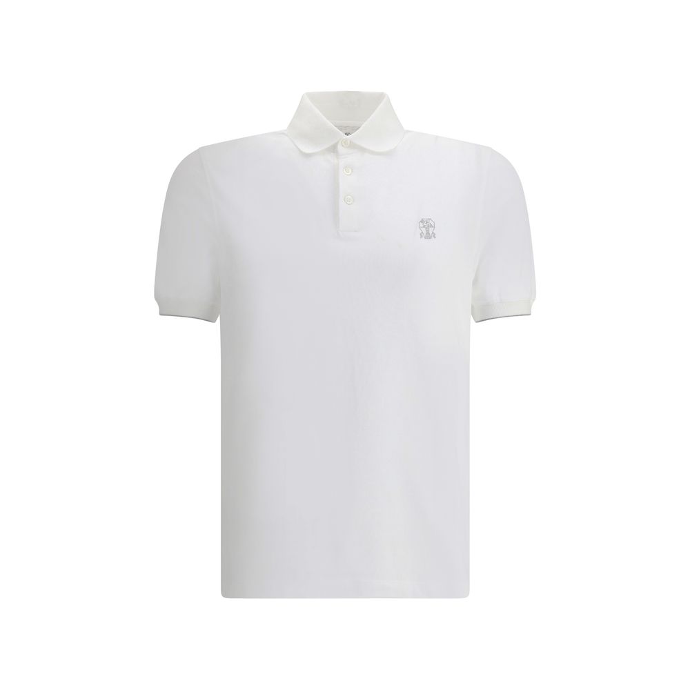 Brunello Cucinelli Weißes Poloshirt aus Baumwolle