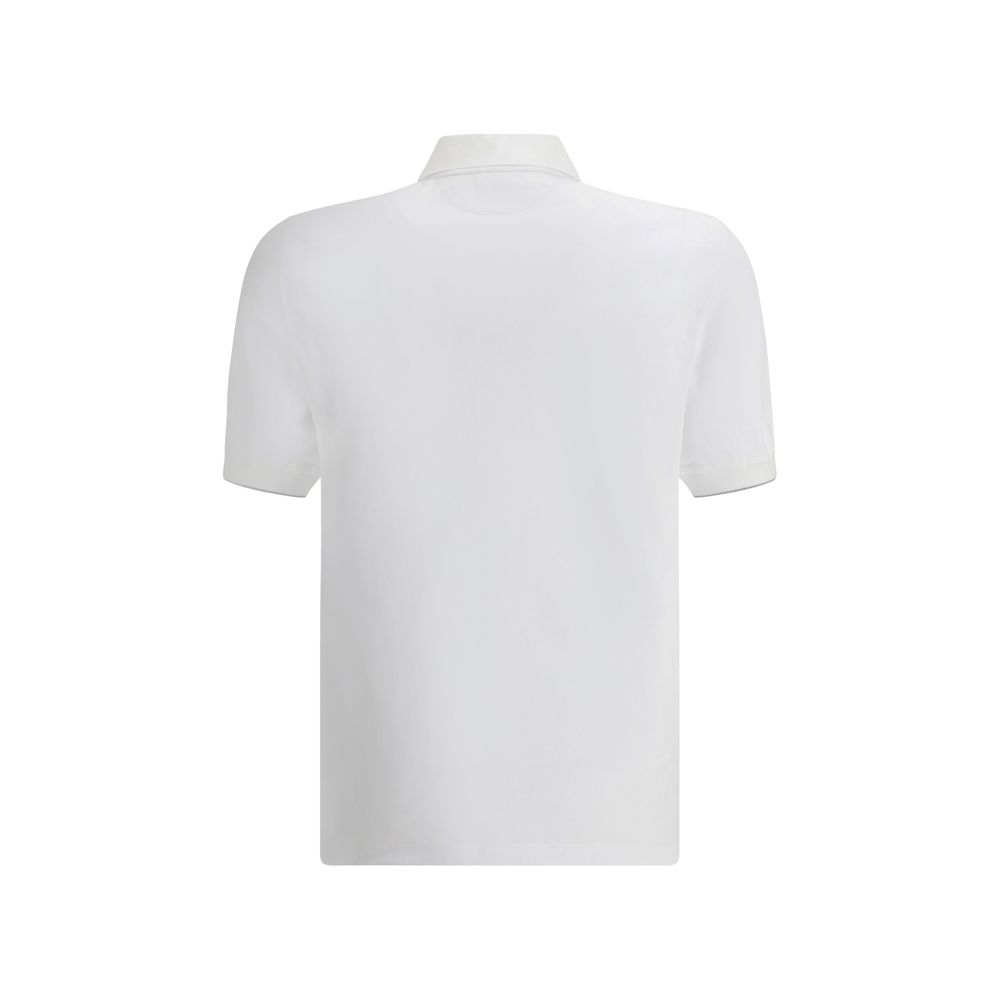 Brunello Cucinelli Weißes Poloshirt aus Baumwolle-2