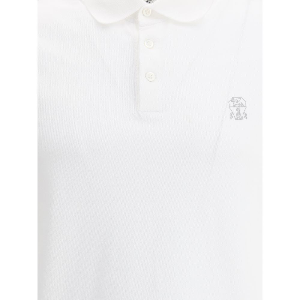 Brunello Cucinelli Weißes Poloshirt aus Baumwolle-3