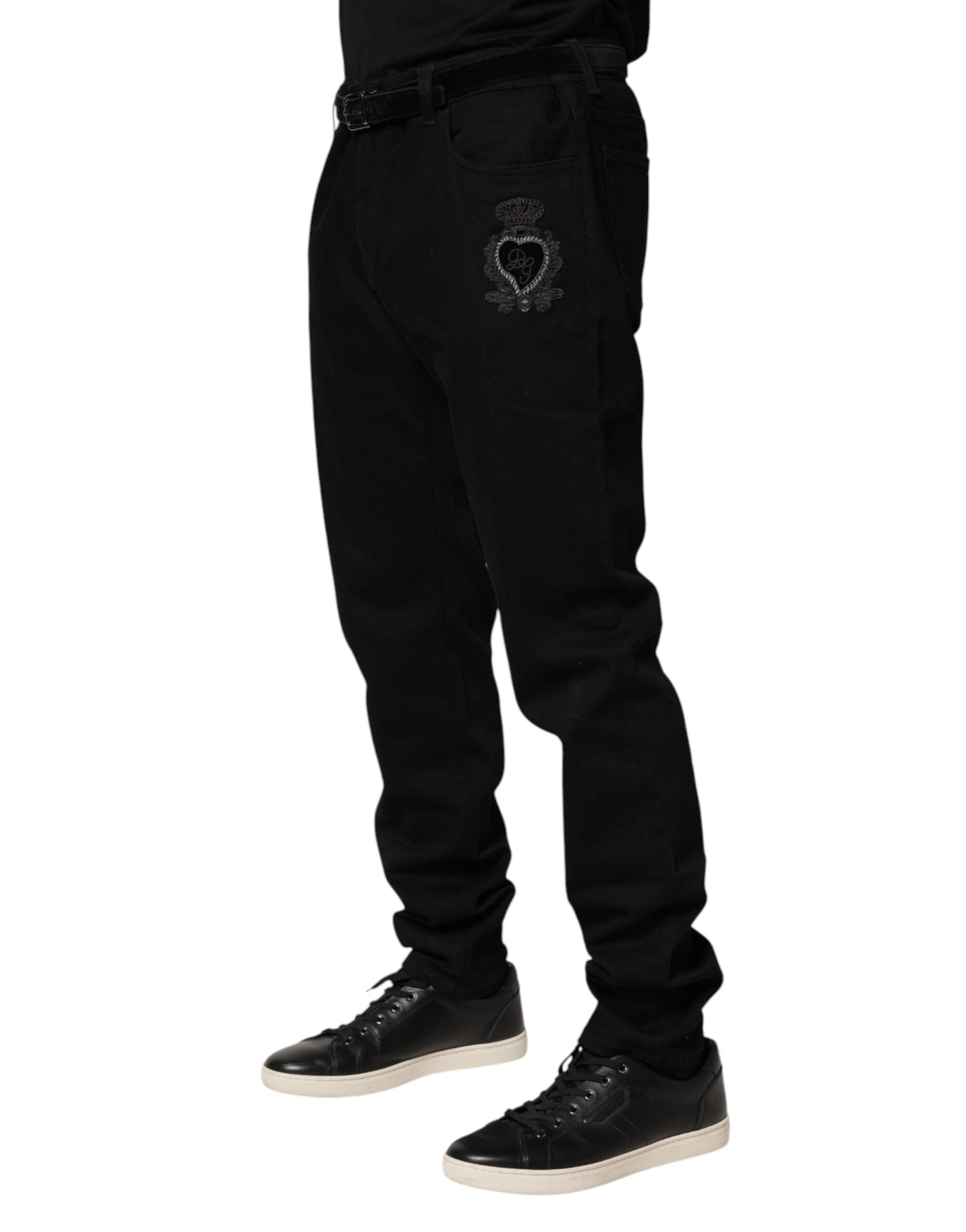 Dolce & Gabbana Men's Black Holy Heart Skinny Jeans-3