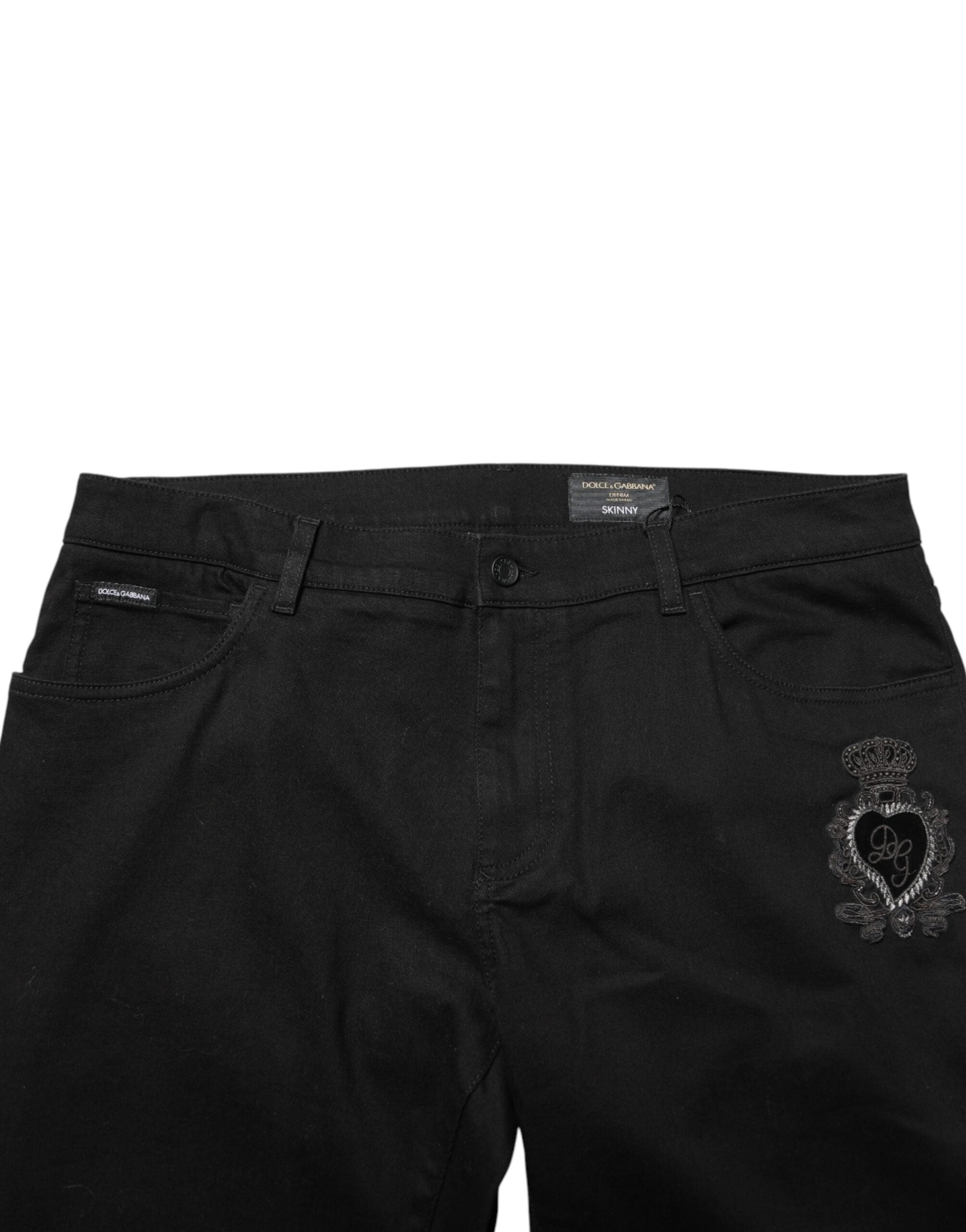 Dolce & Gabbana Men's Black Holy Heart Skinny Jeans-5