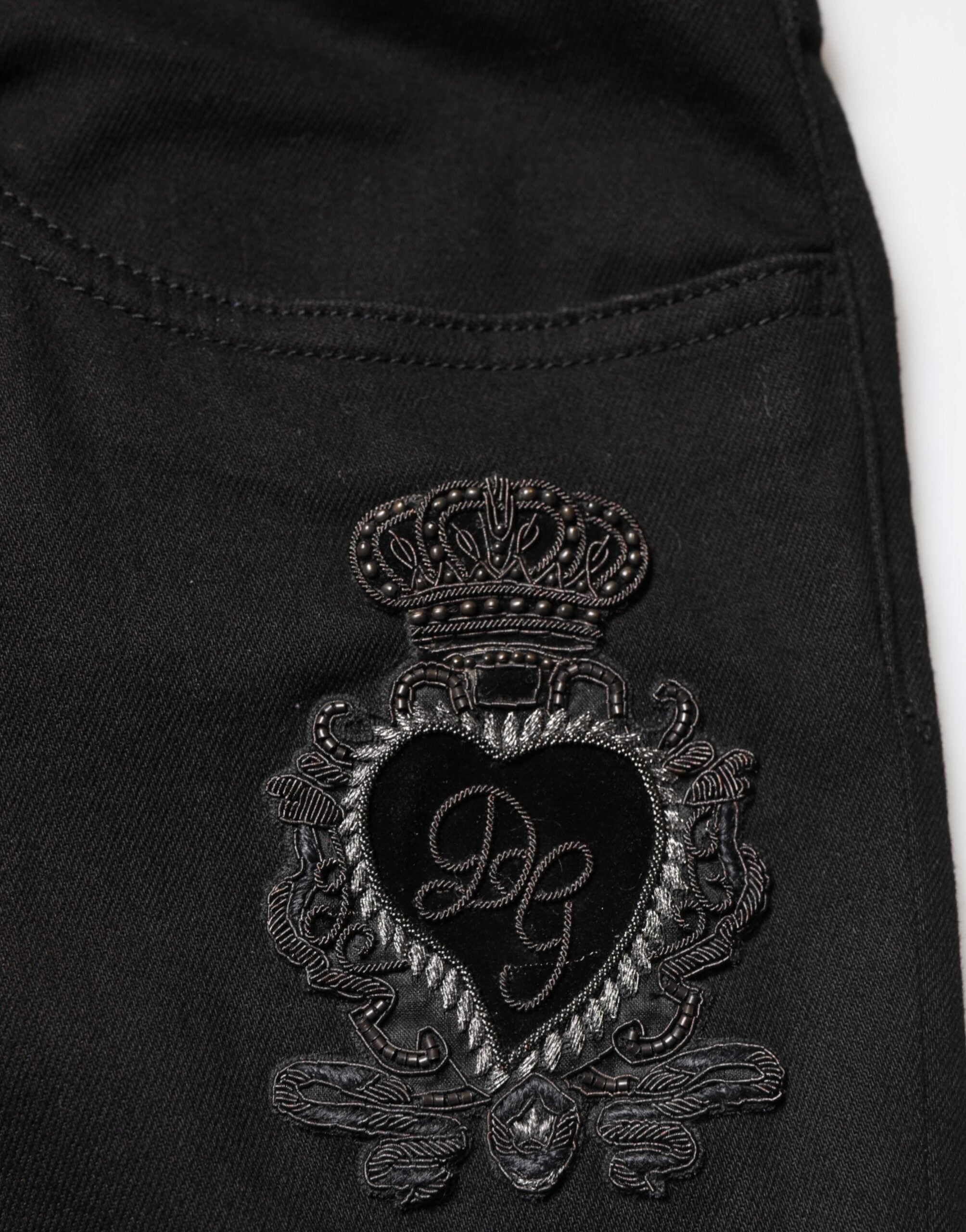 Dolce & Gabbana Men's Black Holy Heart Skinny Jeans-6