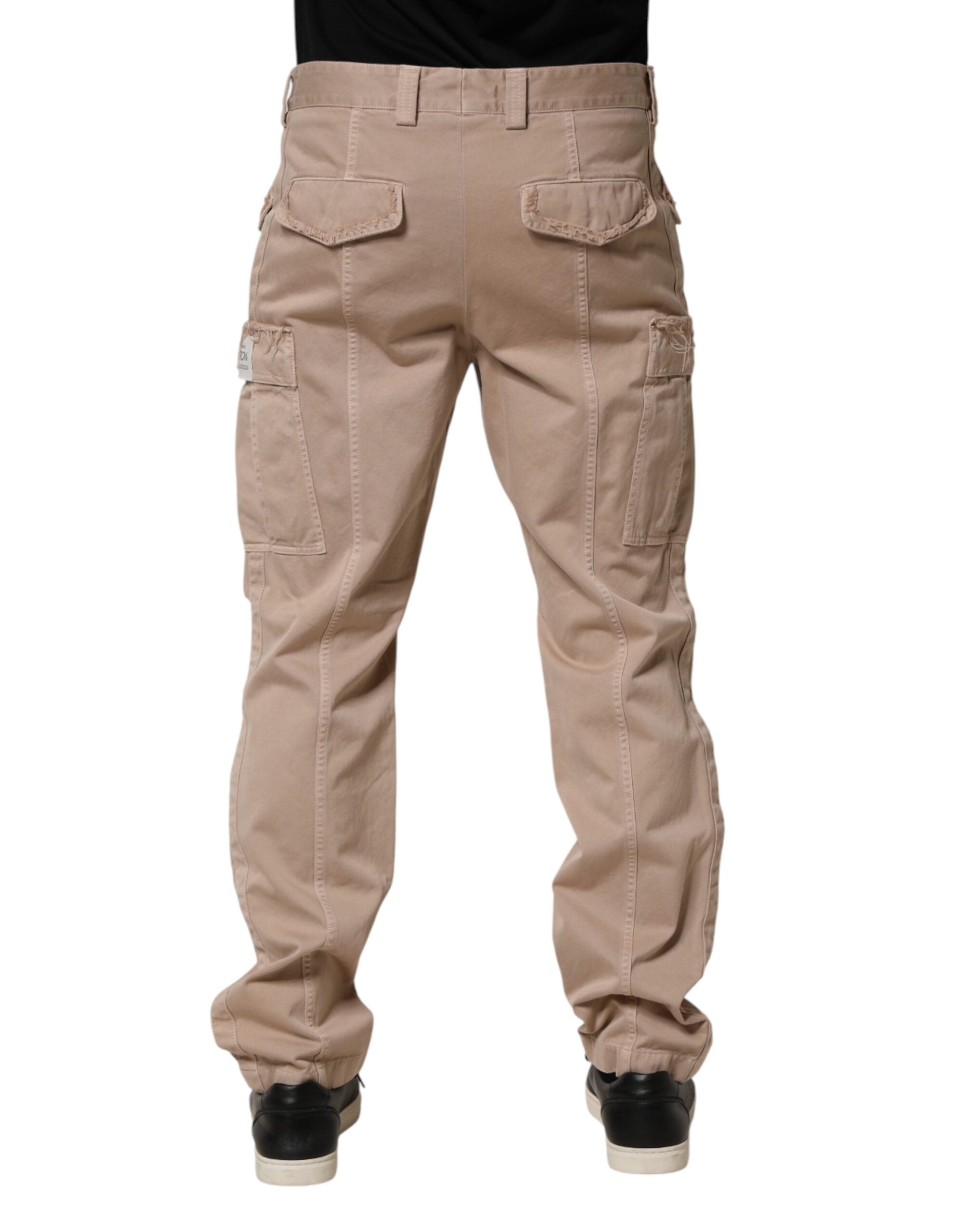Dolce & Gabbana Men's Beige Chino Pants with Straight Leg and Cargo Pockets-4