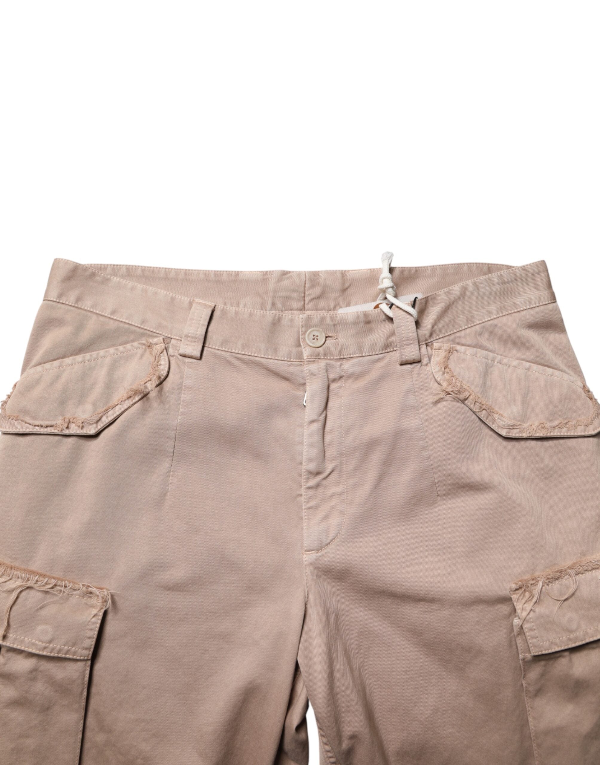 Dolce & Gabbana Men's Beige Chino Pants with Straight Leg and Cargo Pockets-5