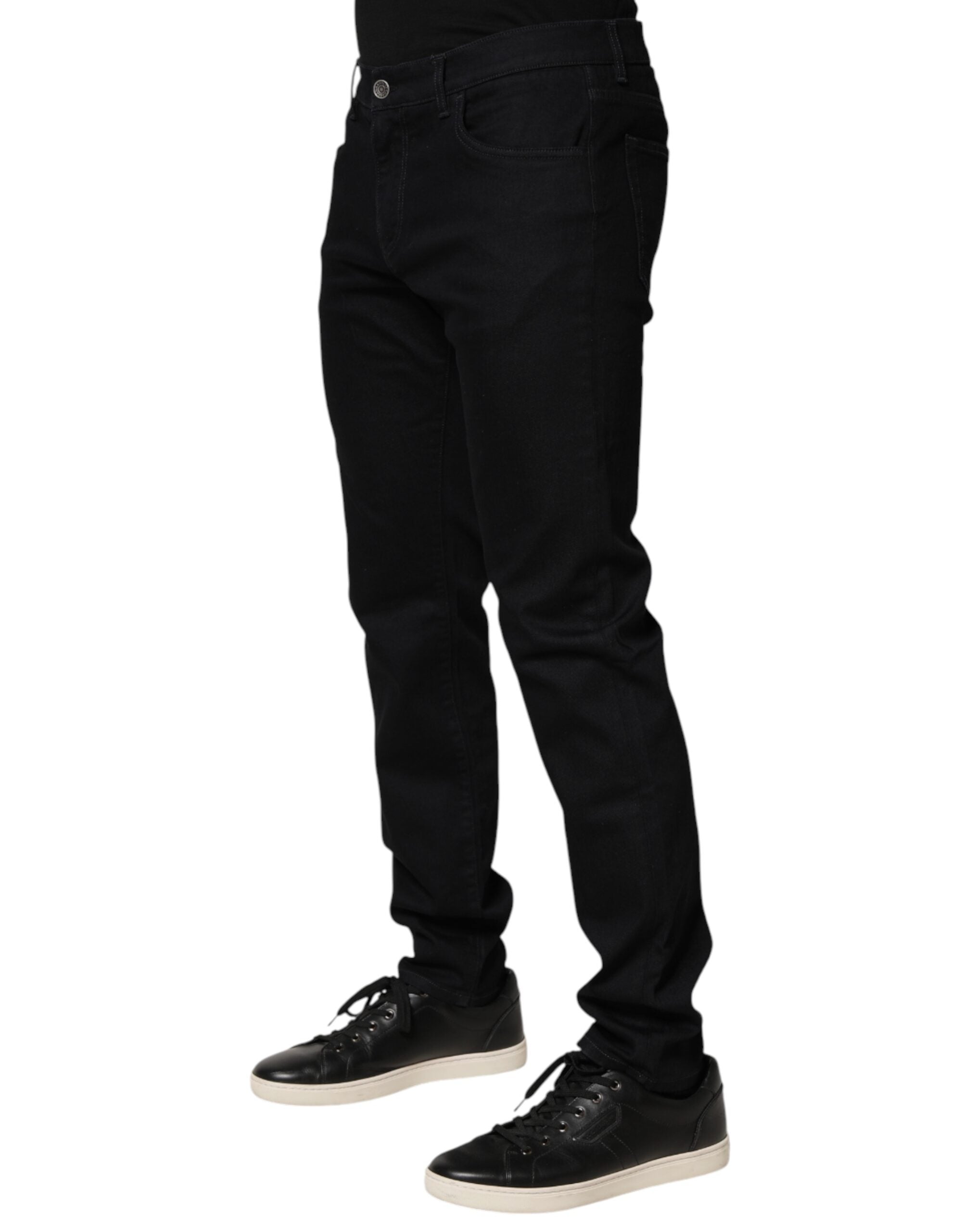 Dolce & Gabbana Men's Black Floral Cotton Skinny Jeans-3