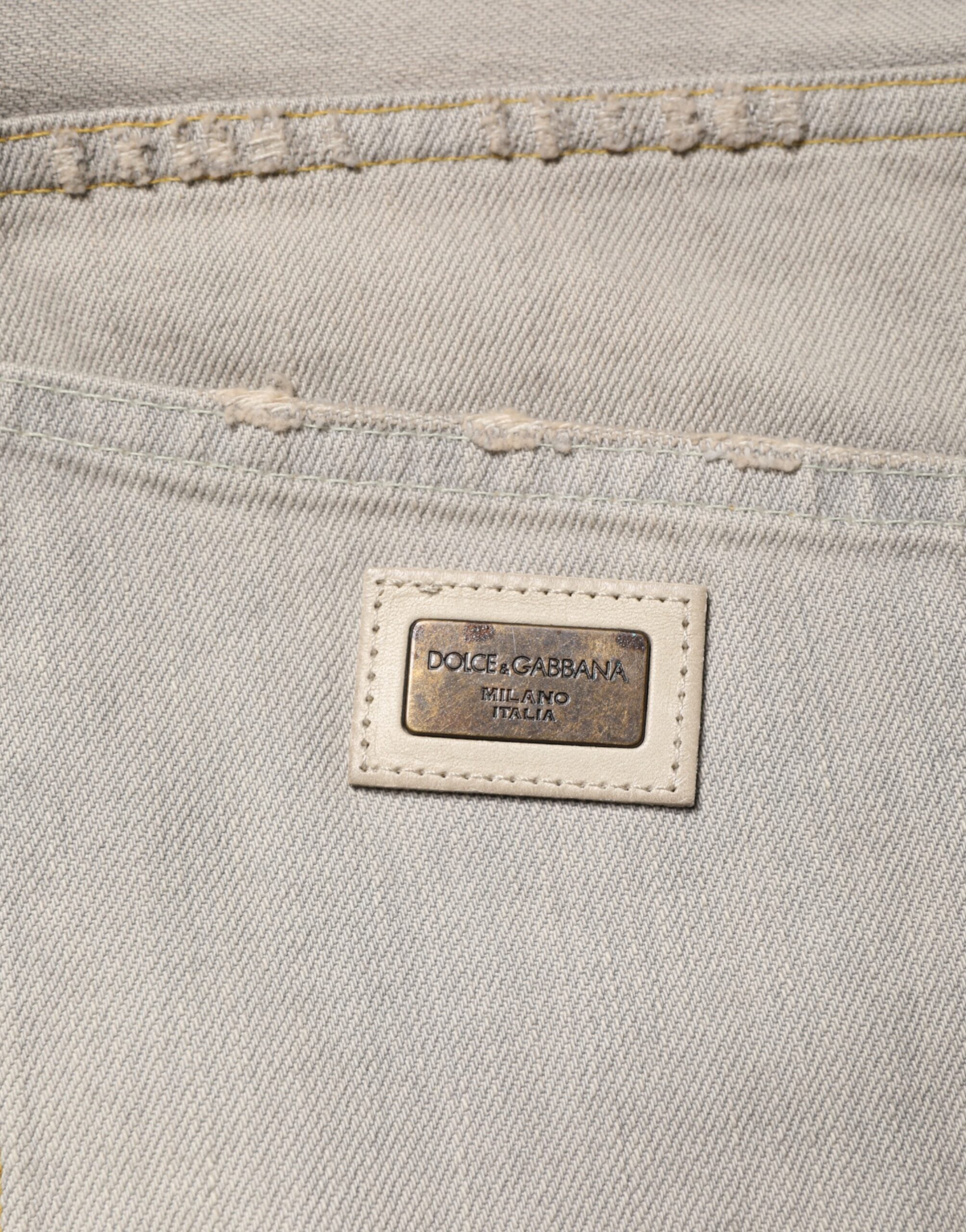 Dolce & Gabbana Light Grey Straight Cotton Denim Trousers-6