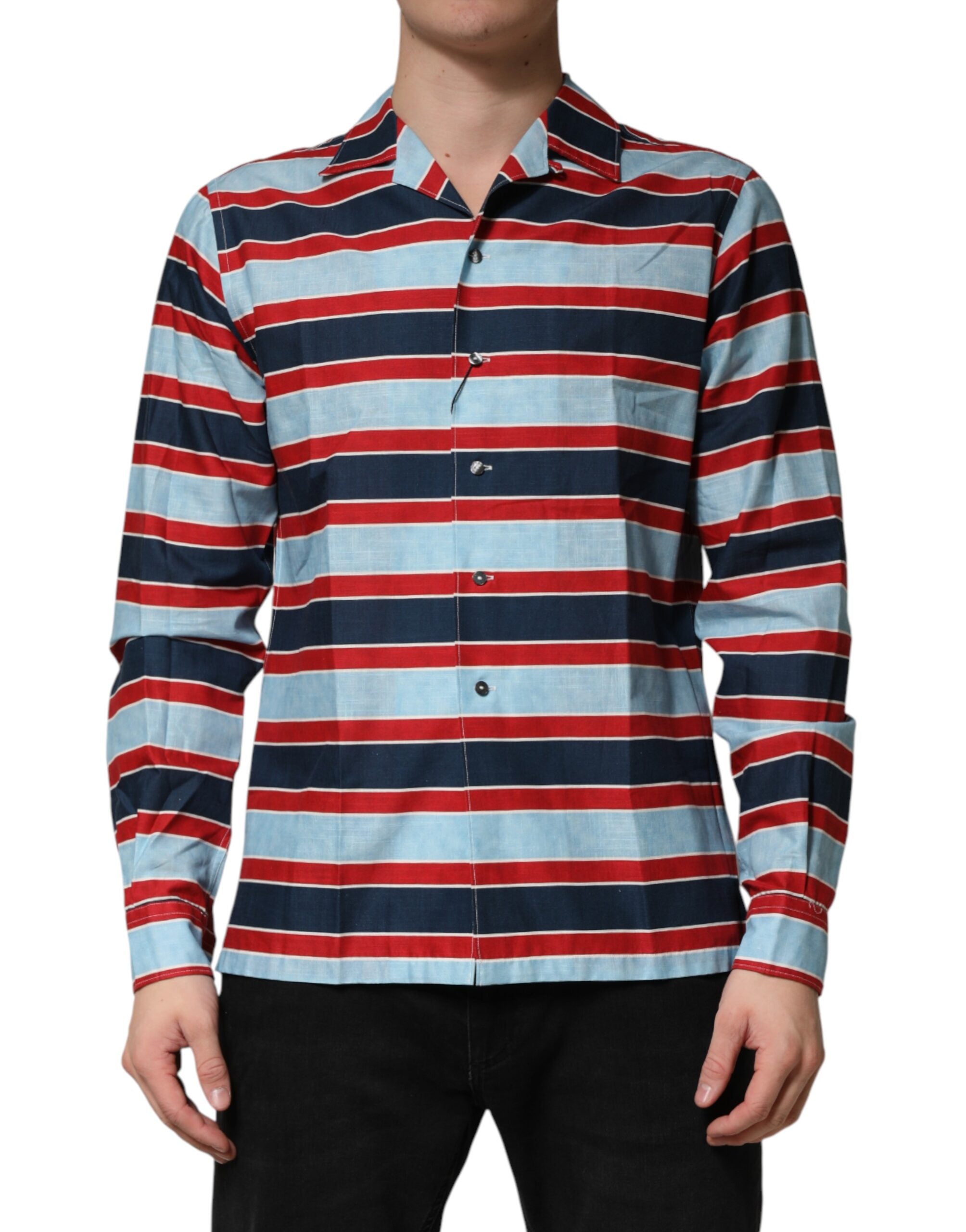 Dolce & Gabbana Men's Multicolor Striped Cotton Button-Up Shirt